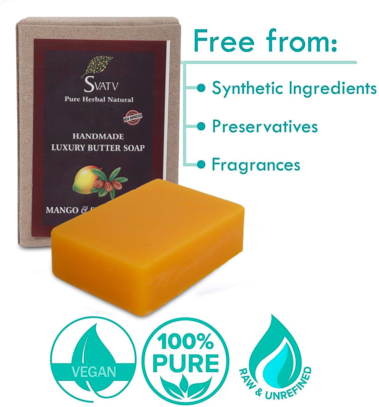 SVATV Handcrafted Soap with Natural, Soothing Herbs of Lemongrass & Patchouli, Moisturized Skin - Traditional Ayurvedic Herbal Body Soap Bars for Men & Women, All Skin Types 125G X2 Bars image number 2