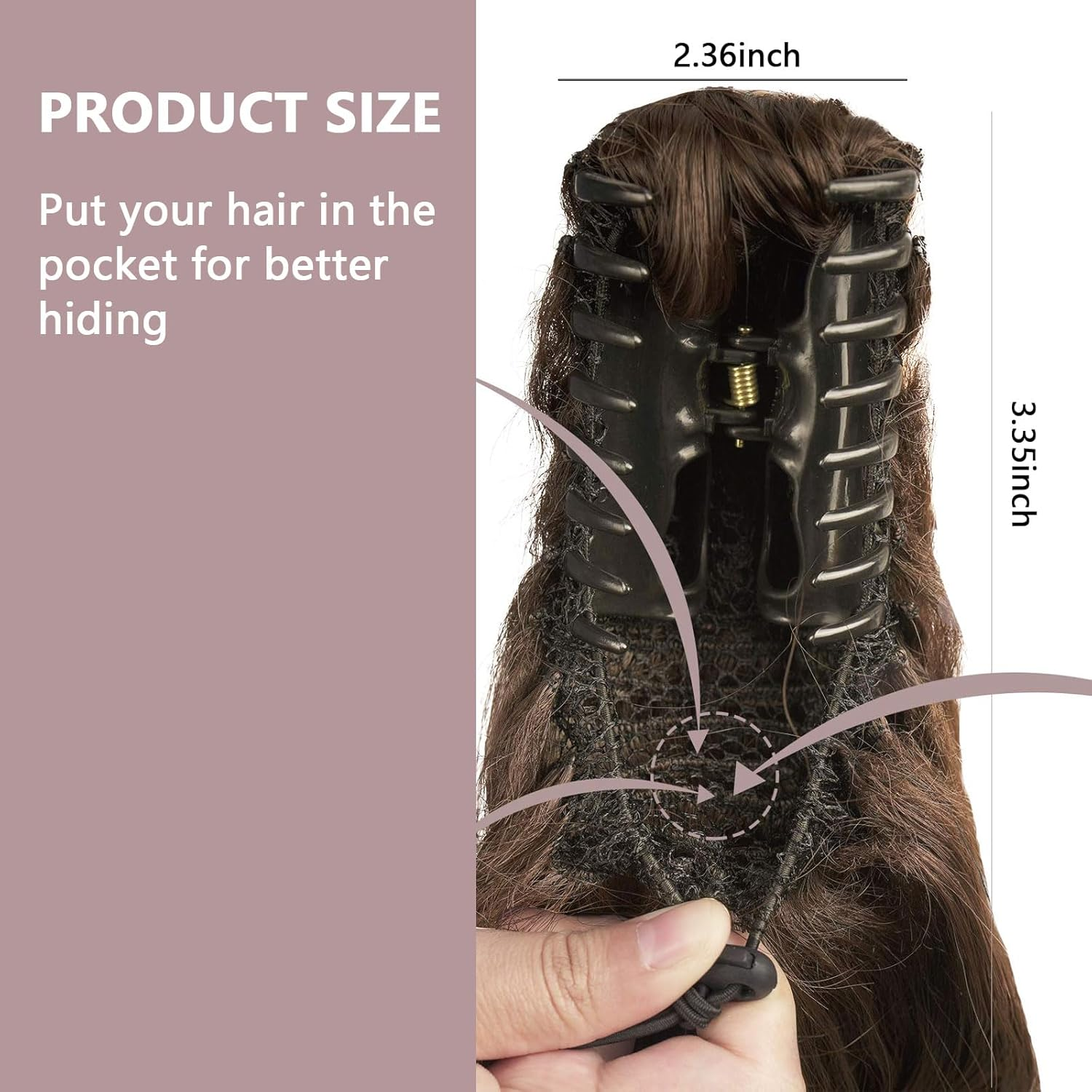 Long Curly Claw Clip Ponytail Extension 40Cm Heat-Resistant Synthetic Hairpiece Adds Volume & Length Natural-Looking Hair Extension for Women &ndash; Fengea image number 4