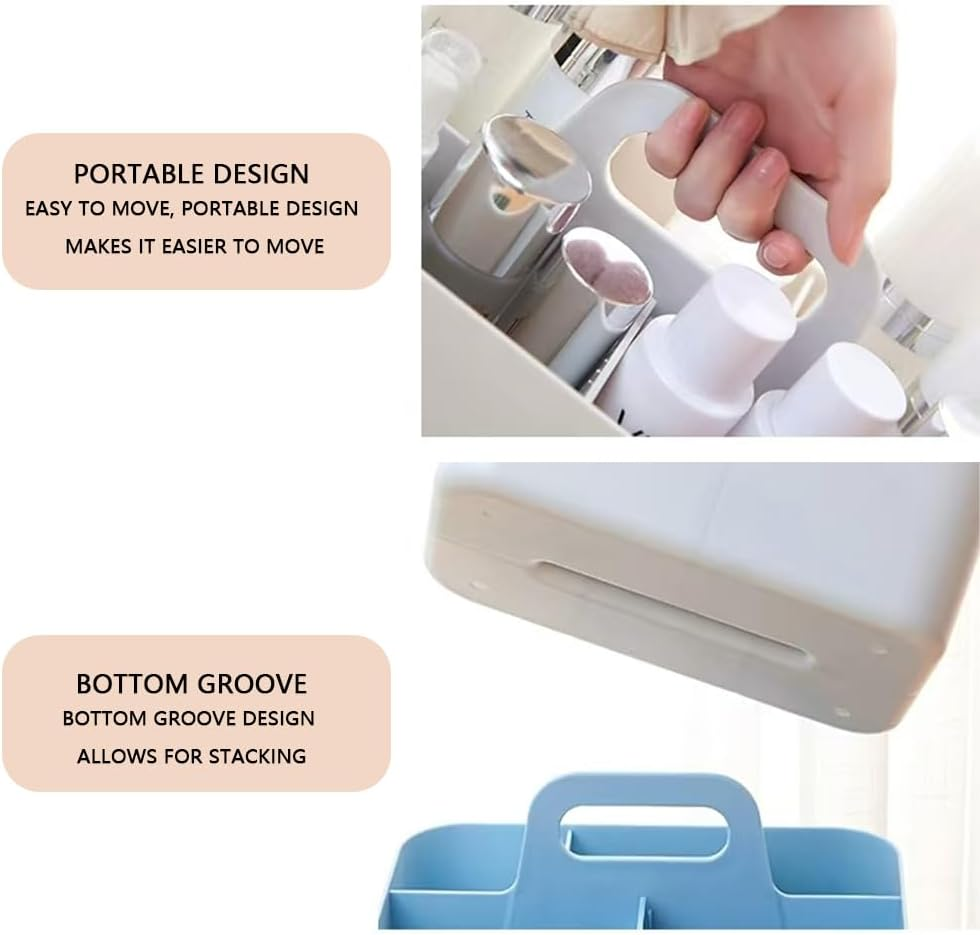 MUSONG Multifunctional Desk Organizer with Handle &ndash; Durable Plastic Storage Caddy with Multiple Compartments for Pens, Stationery, Makeup, Remotes & Office Accessories image number 2