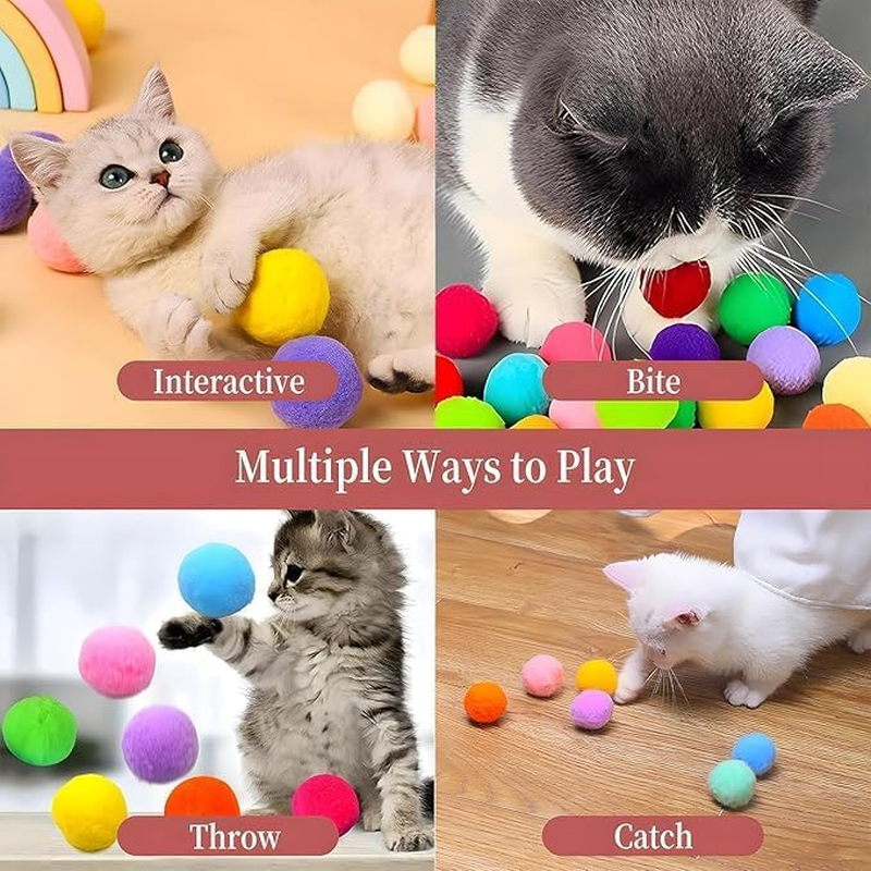 100Pcs Cat Toys Balls Launcher Cat Pom Pom Balls,Cat Plush Ball Toy Interactive Cat Toy Plush Toy Balls,Cat Toy Balls Cat Ball Toy Launcher Cat Plush Balls,Cat Toy Balls and 1 Cat Ball Toy Launcher image number 4