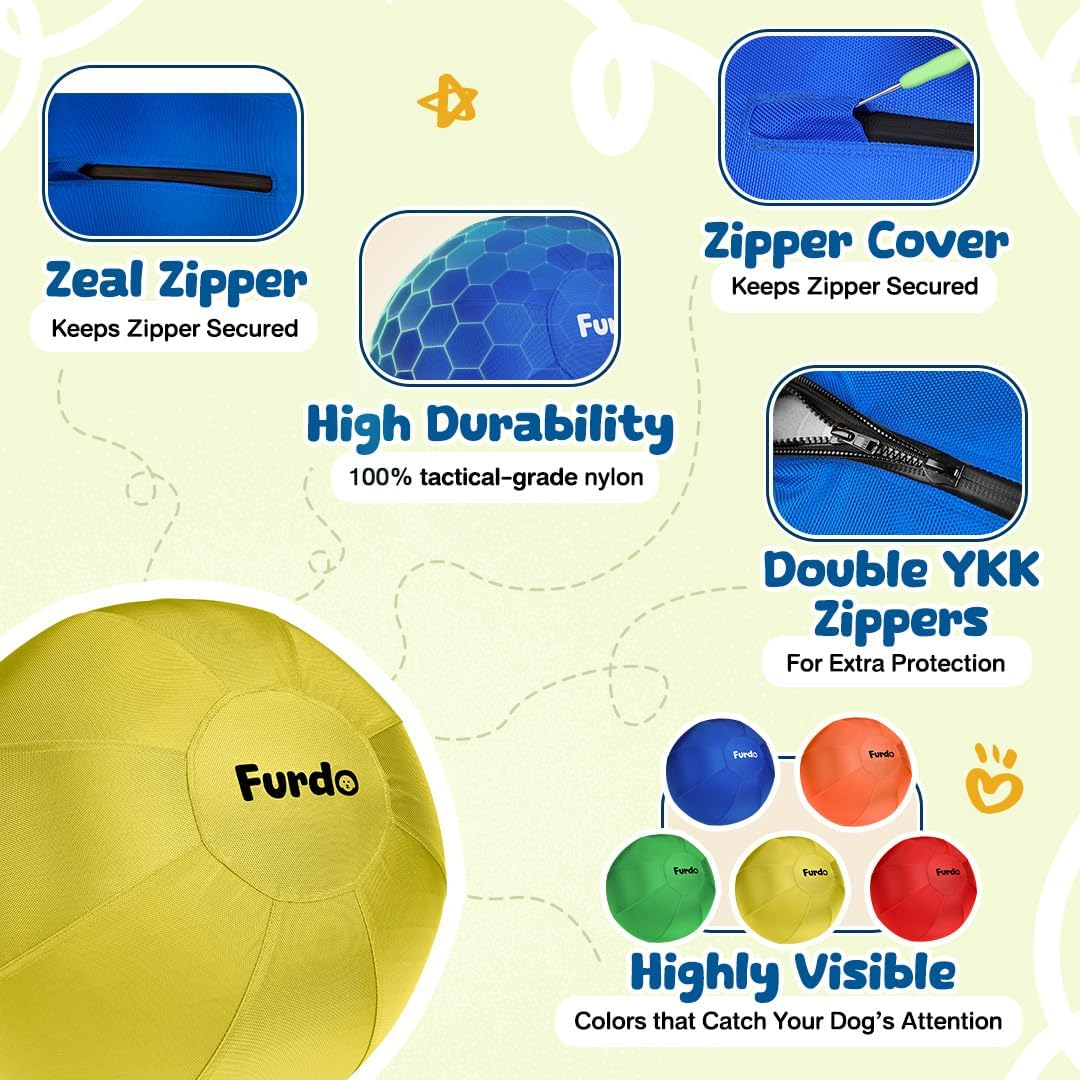 Furdo Herding Ball for Dogs, for Australian Shepherd, for Cattle Dogs, for Border Collie, for Blue Heelers & Other Medium to Large Dogs, Herding Dog Ball, Herding Dog Toys, Horse Ball - 25" Yellow image number 4