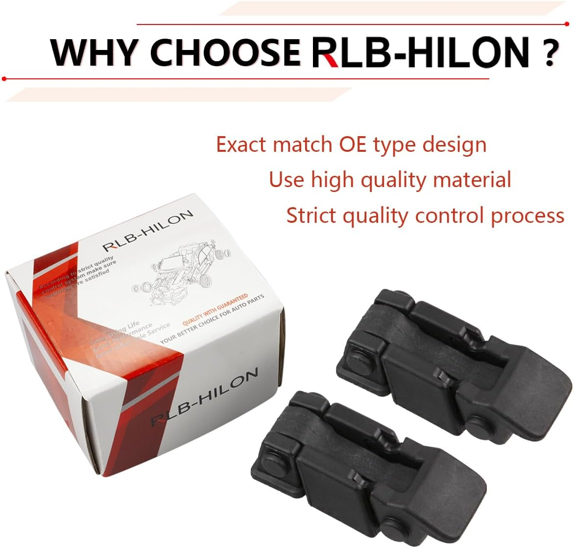 RLB-HILON Hood Latch Compatible with Jeep Wrangler TJ 1997 1998 1999 2000 2001 2002 2003 2004 2005 2006 Year, 1 Pair Hood Latches with Bracket image number 2