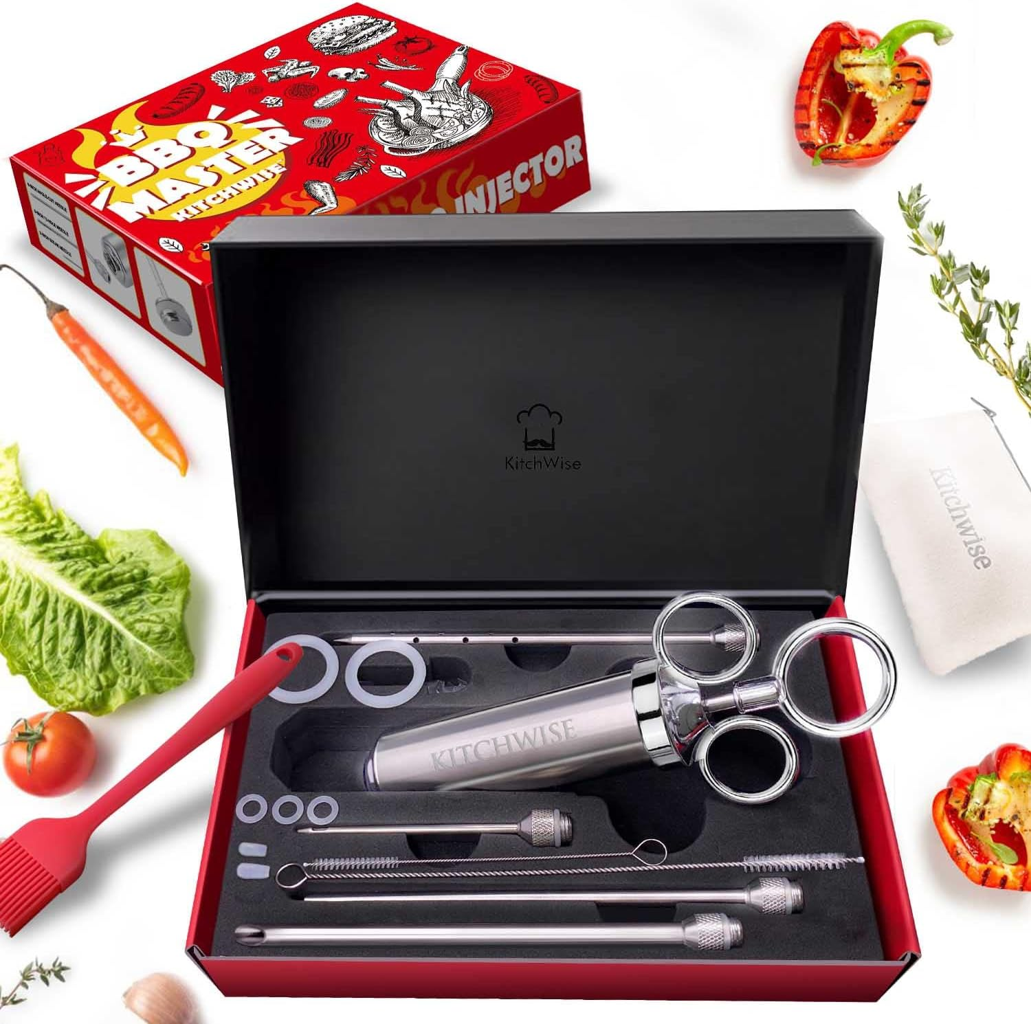 Deluxe Stainless Steel Baster with Injector and Cleaning Brush