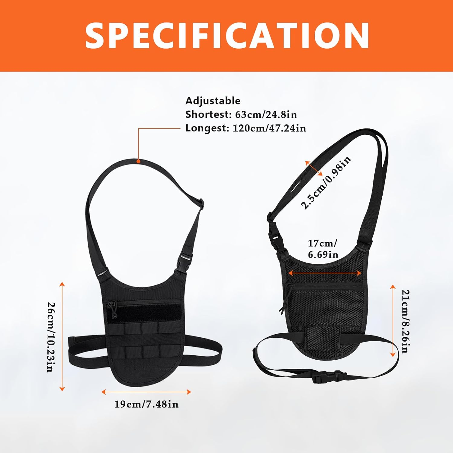 Underarm Single Shoulder Bag, anti Theft Sling Bag Crossbody Chest Pouch for Travel Outdoor with Adjustable Waist Belt image number 5