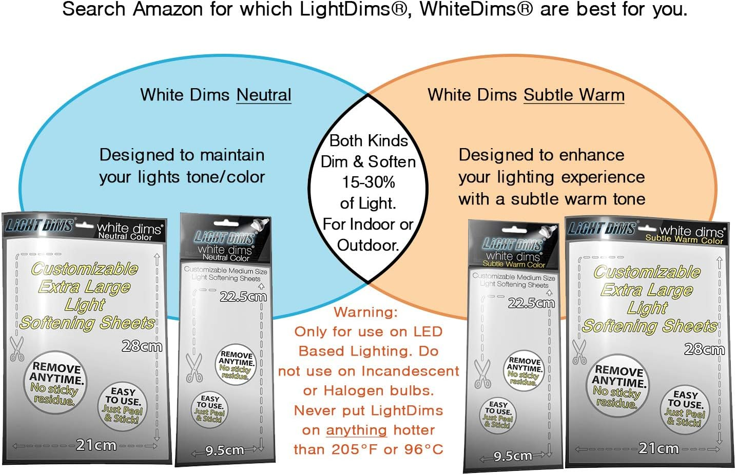 Lightdims White Dims Self Adhesive Dimming/Softening Sheets for Harsh LED Lights 8"X10.5" Size (3 Sheets) Subtle Warm Color & a Free Mystery Gift Sheet (4 Sheets Total). Packaging May Vary image number 4