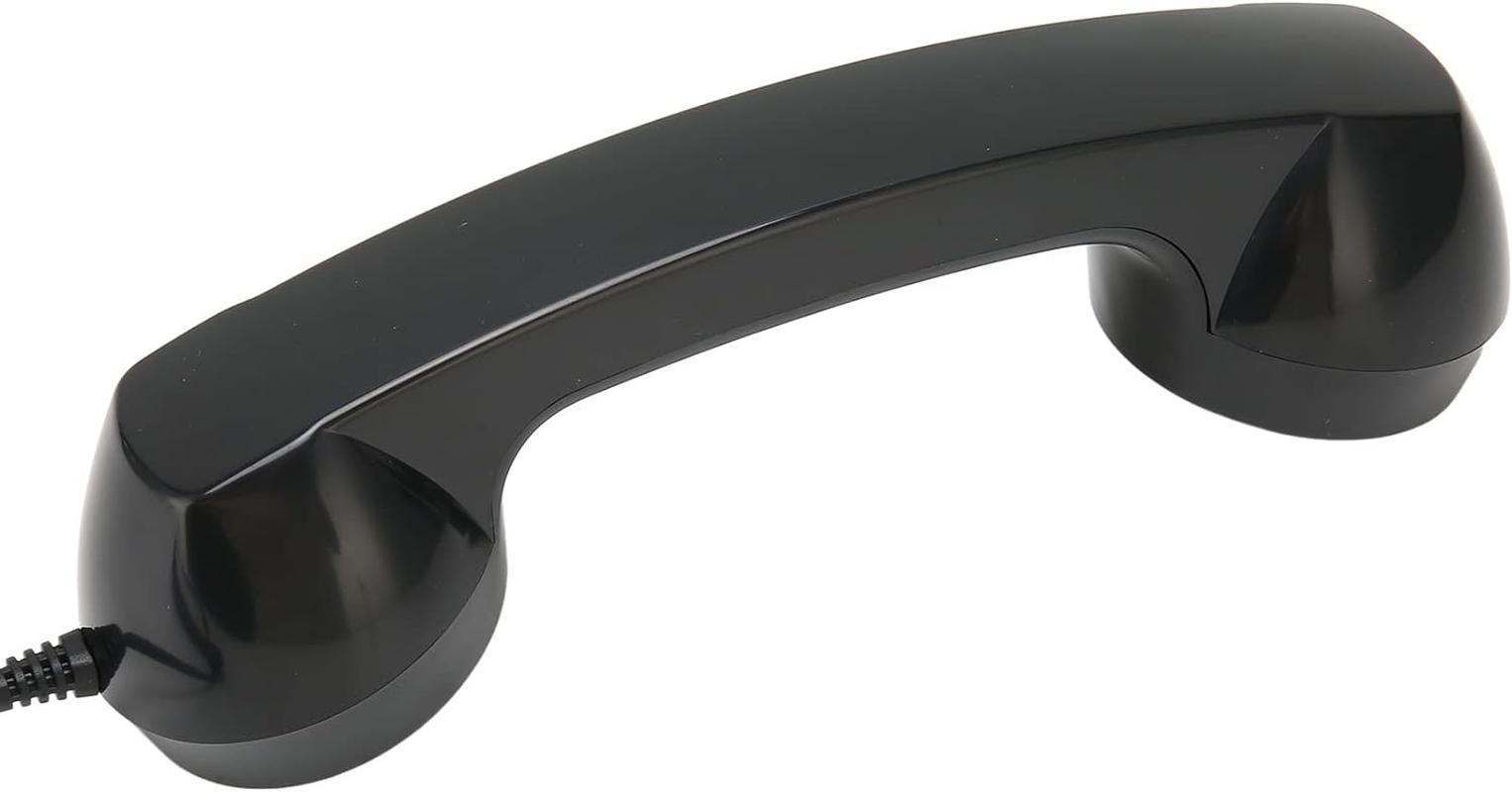 Retro Telephone Handset, Handheld Mobile Phone Receiver Mic Microphone Speaker, Radiation Proof Handset Receivers Headphones for Mobile Phones Cell Phone Smartphone (Black) image number 3