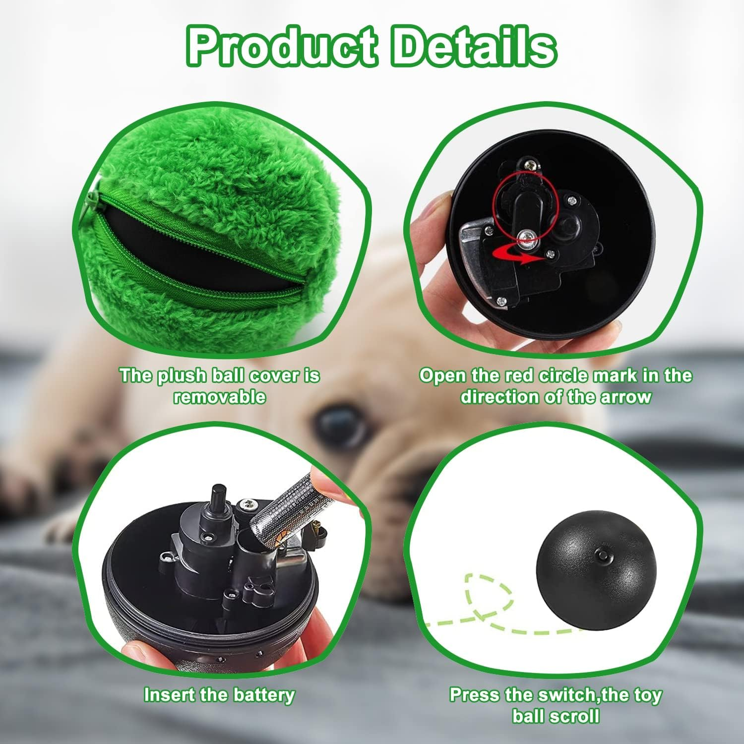 Yumsur Active Rolling Ball Dog, Self-Rolling Ball Dog, Electric Ball, Dog, Interactive Toy Cat Ball image number 3