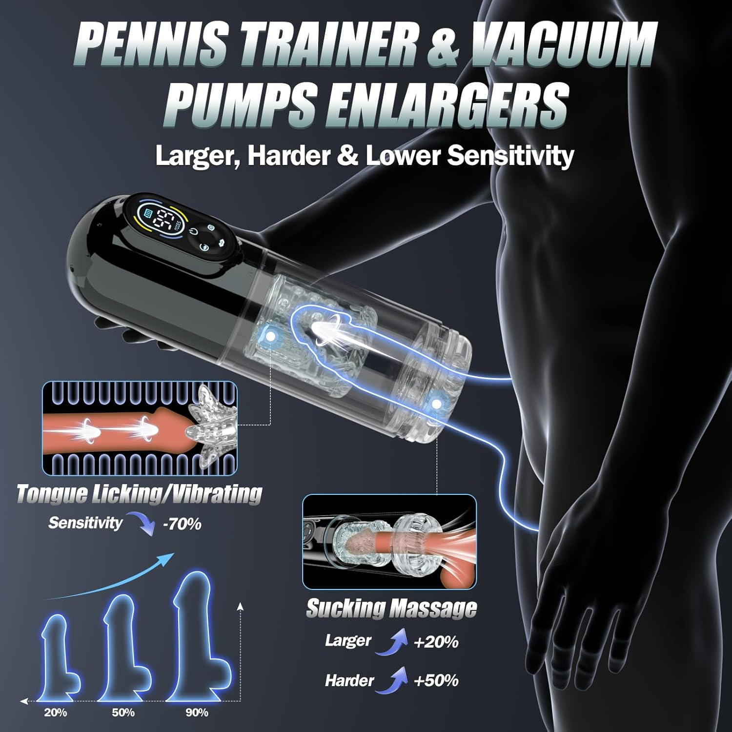 Sex Toys for Men Automatic Male Masturbator - Penis Pump Male Sex Toys with 7 Sucking & 7 Thrusting Rotating & AI App Control, Electric Pocket Pussy Adult Sex Toy for Men (Black) image number 6