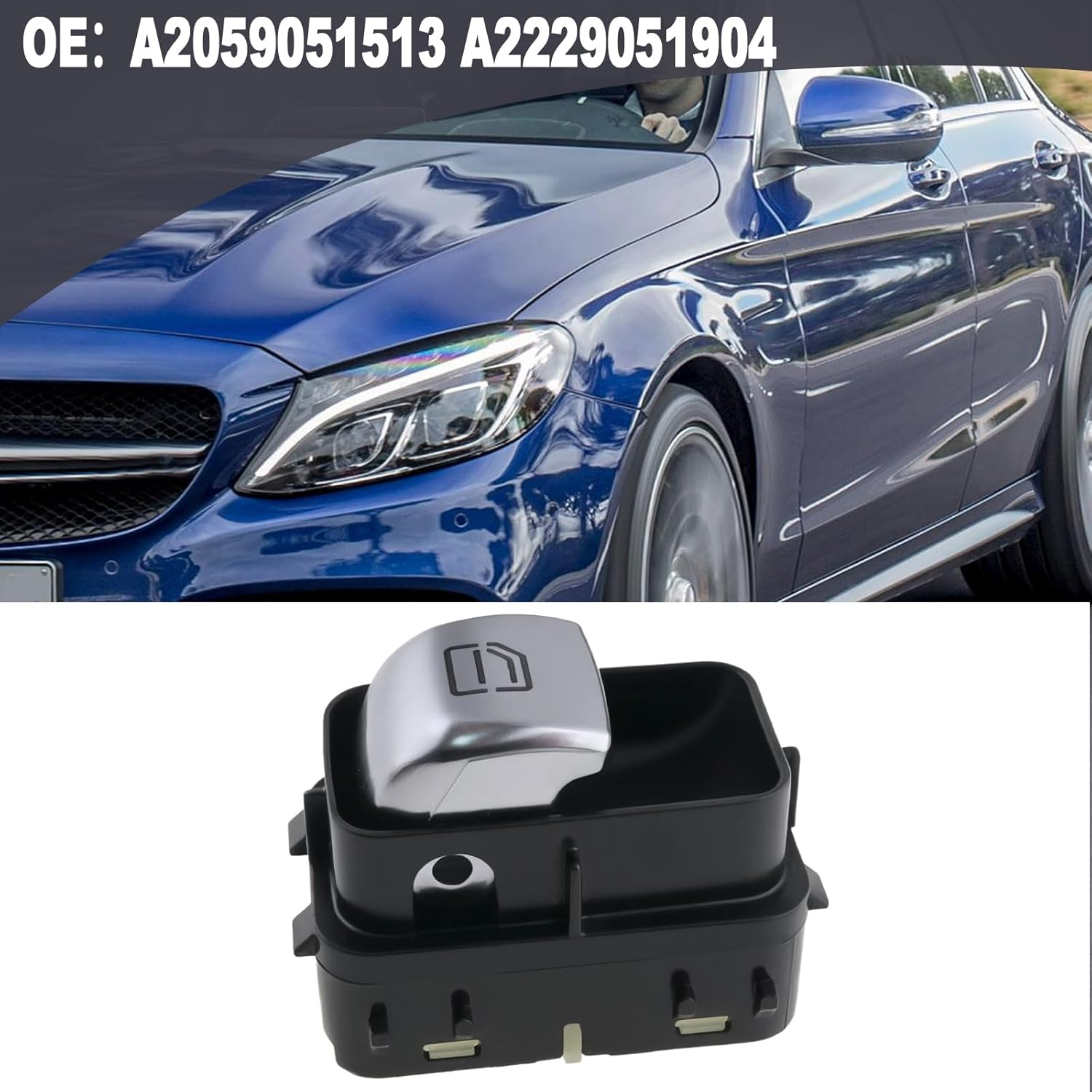 VGOL Passenger Window Electric Glass Lifter Switch 4 Pin Switch Button Part Number A2059051513 A2229051904 Compatible with Mercedes-Benz W205 C-Class Black image number 1