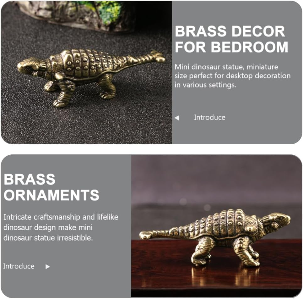 Angoily Brass Dinosaur Ornament Decor Brass Figurine Brass Dinosaur Statue Brass Ornaments Brass Dinosaur Figure Brass Paperweight Chinese Ornaments Antique Copper Ornaments
