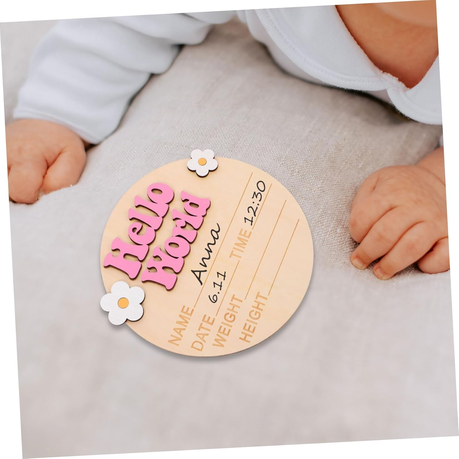 Minkissy Personalised Growth Commemorative Card Rustic Nursery Decor Newborn Announcement Sign Wood Name Sign