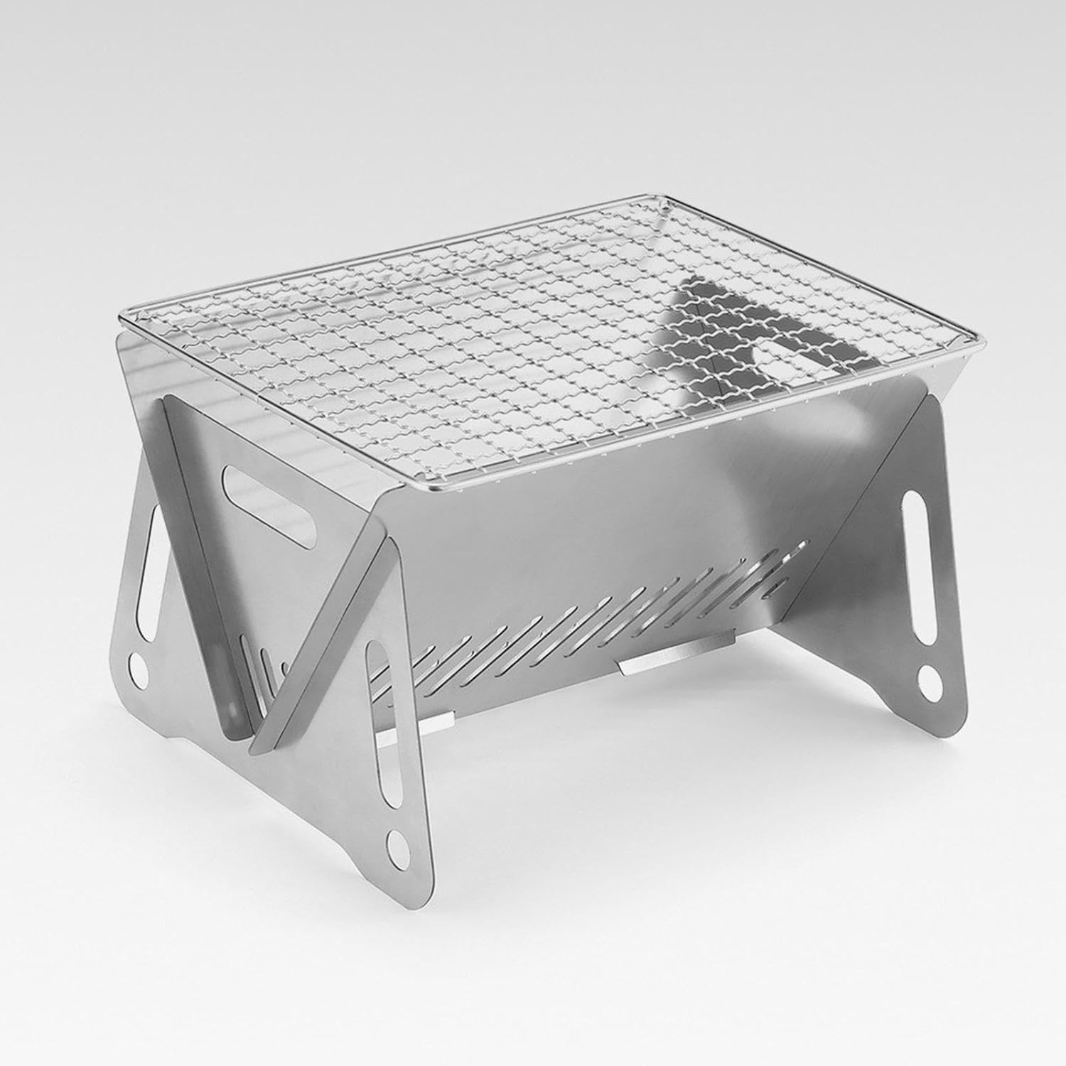 Barbecue Charcoal Grill Wood Burning Grill Stainless Steel Tabletop Camping Stove Folding Grill for Patio Hiking Garden Beach image number 1