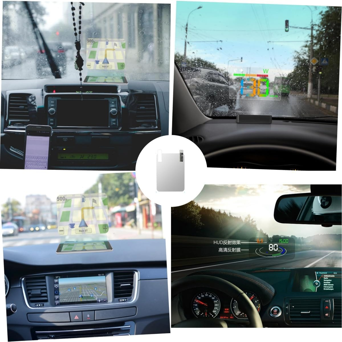 2 Pieces Reflective Film,Anti-Reflective Windshield Protector,Car HUD Screen, Anti-Glare Clear Reflective Sheet (5.9X5.1Inch) image number 4