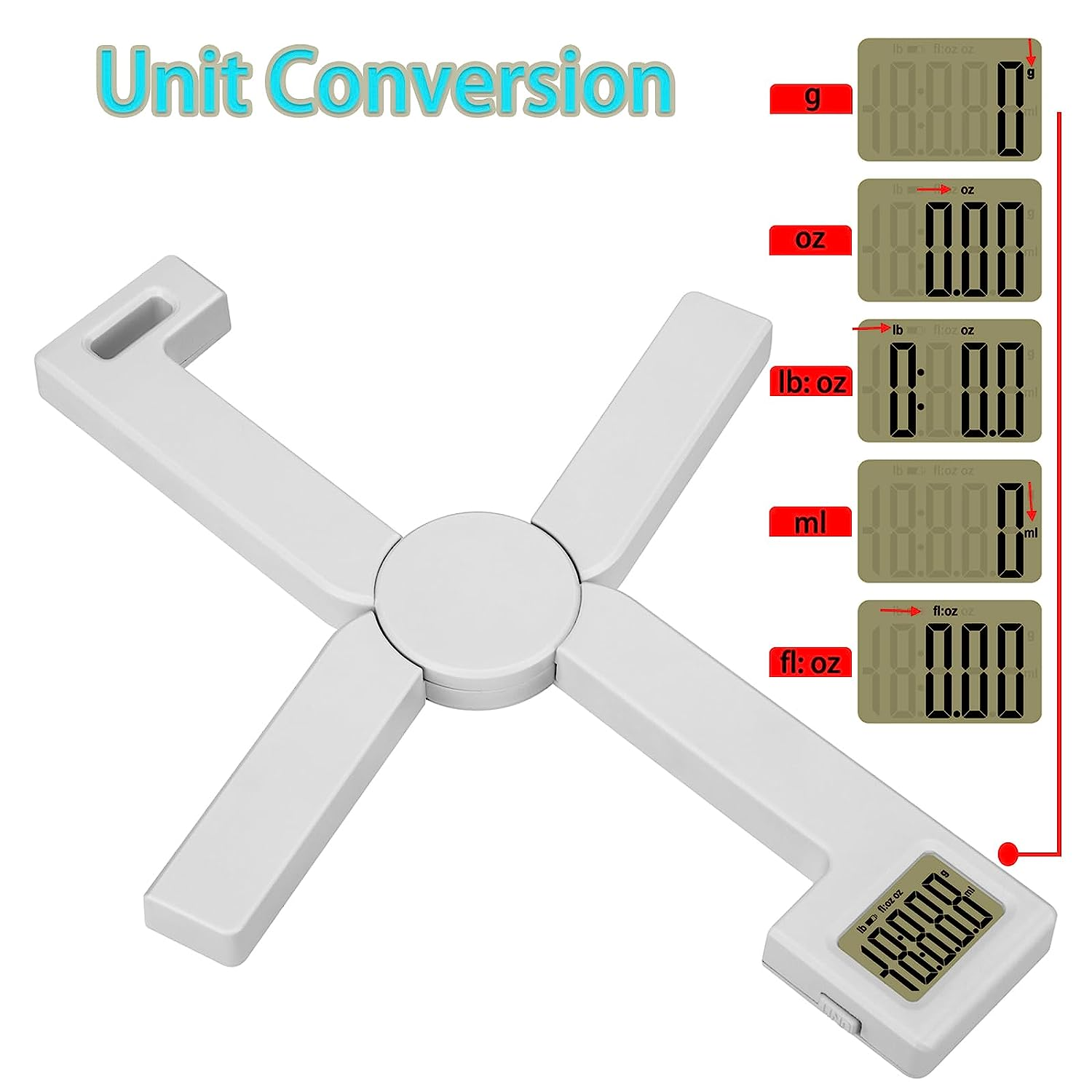 Folding Digital Kitchen Scale, Highly Accurate Compact Small Scale with LCD Display, Portable Travel Scale Multiple Units Supported for Measuring Intake of Healthy, White image number 3