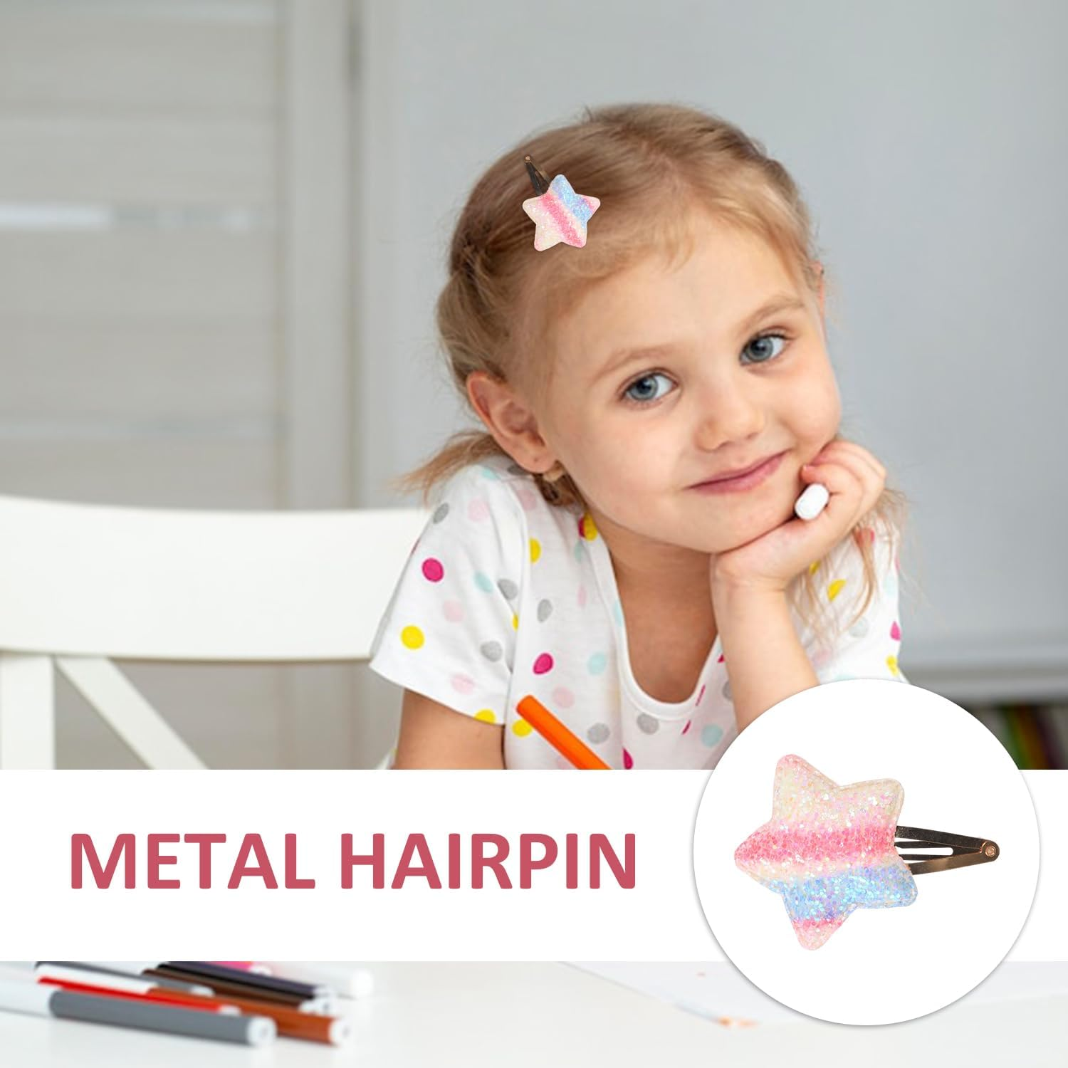 Pack of 12 Star Sequin Hair Clips, Eye-Catching Design, Unique Star Shape, Suitable for Hair Decoration, Multiple Colour Options, Suitable for Daily Use and Parties. image number 2