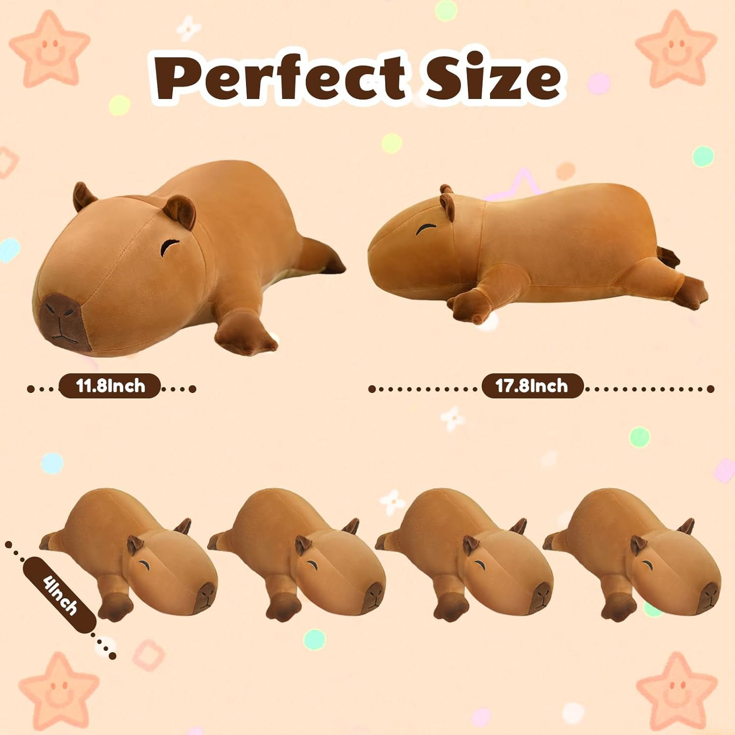 SQEQE Stuffed Capybara Plush - Cute Capybara Stuffed Animals Mommy with 4 Babies Surprise Soft Animal Toy Christmas, Valentine'S, Birthday Gifts Ideal for Boys and Girls image number 6