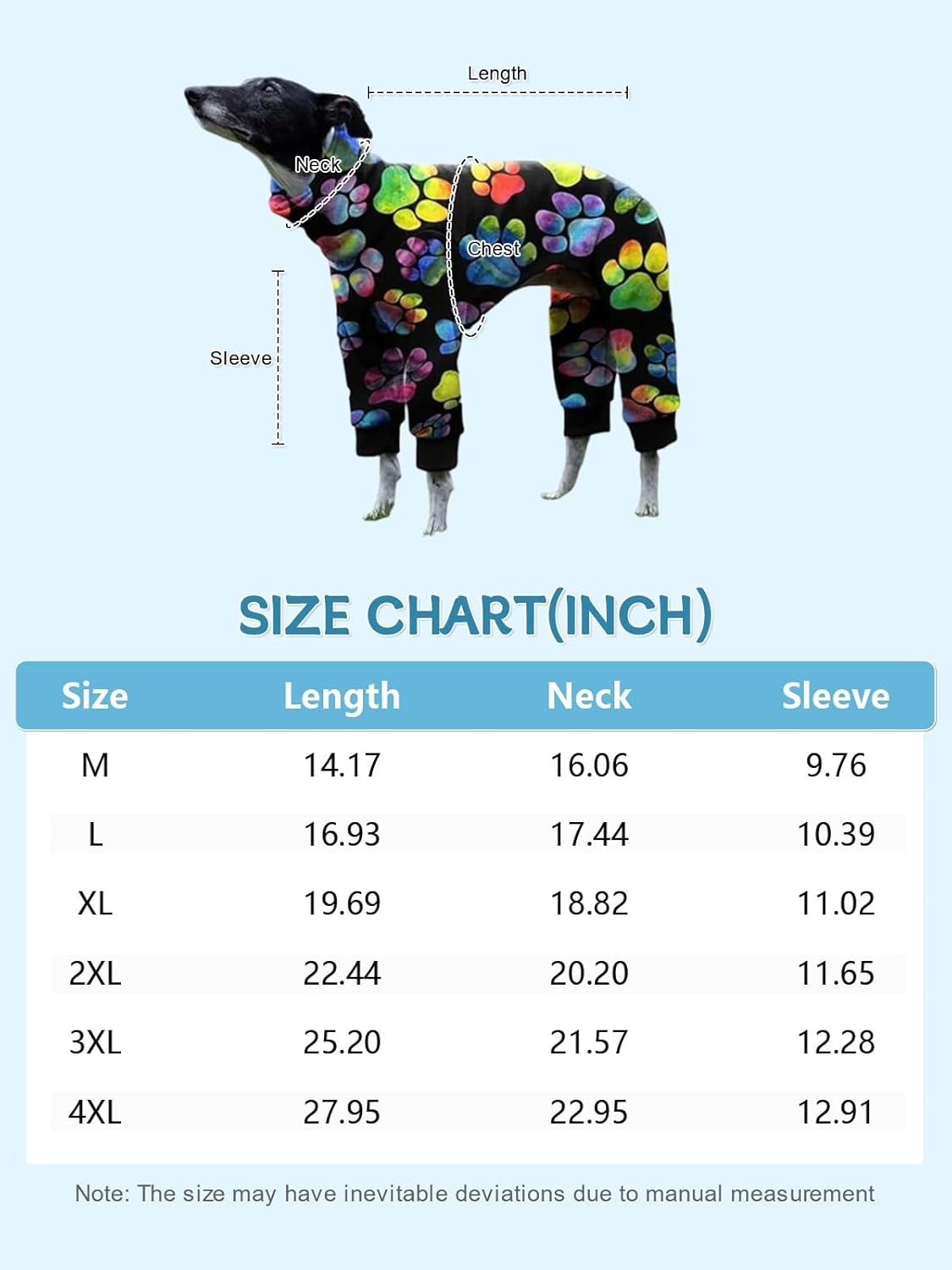Cnkwei Dog Pajamas Medium Large Dog Paw Printed Greyhound Pajamas Jumpsuit Bodysuit image number 4