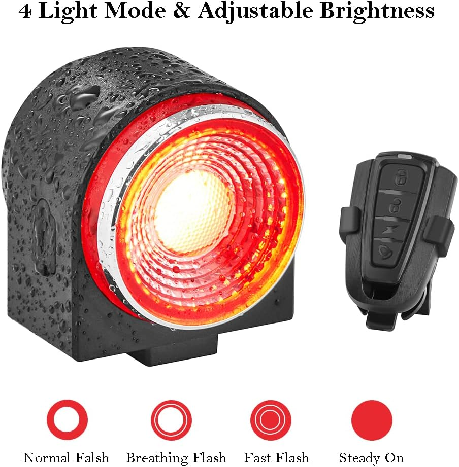 G Keni Bike Tail Light Rechargeable, Anti-Theft Alarm, Warning Electric Horn, Bike Finder/Tracker with Remote, IPX5 Waterproof Electric Mountain Bike Accessories image number 3
