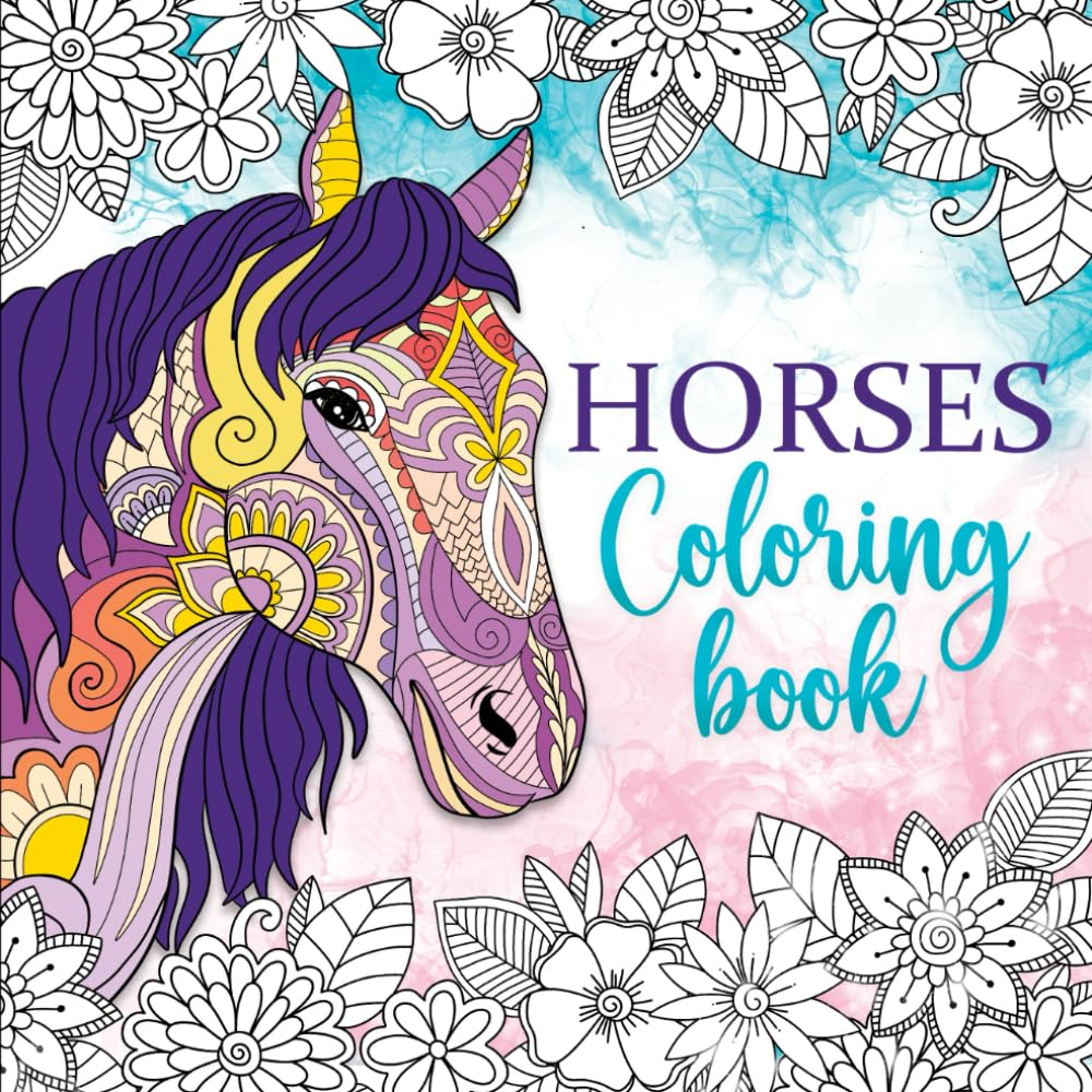 Horses Coloring Book: Relaxing Coloring Book for Girls Ages 10-12, 13-19, Teens and Adults - 55 Horse Coloring Pages image number 1