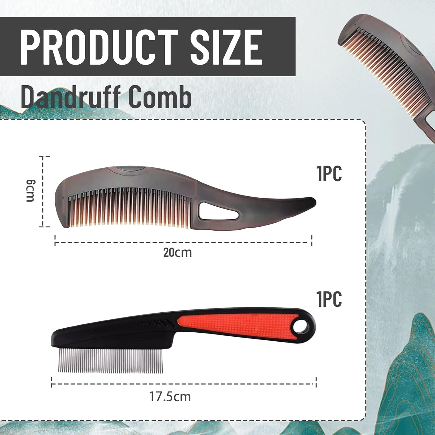 Cosmeria Flake Comb Set, Stainless Steel Comb for Clean Scalp with Button, Effective Flake and Stress Removal, Ideal for All Hair Types and as a Gift