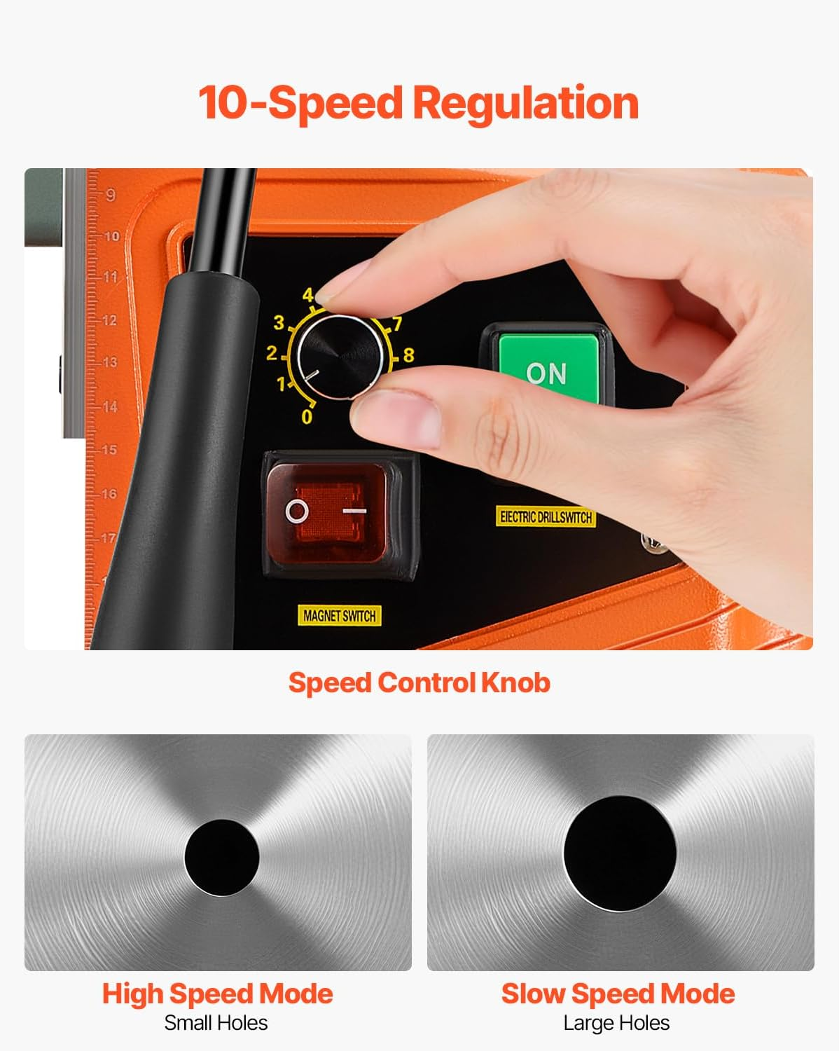 VEVOR Magnetic Drill, 1550W 1.57" Boring Diameter, 2922Lbf/13000N Portable Electric Mag Drill Press with Variable Speed, 500 RPM Drilling Machine for Any Surface Home Improvement Industry Railway image number 5