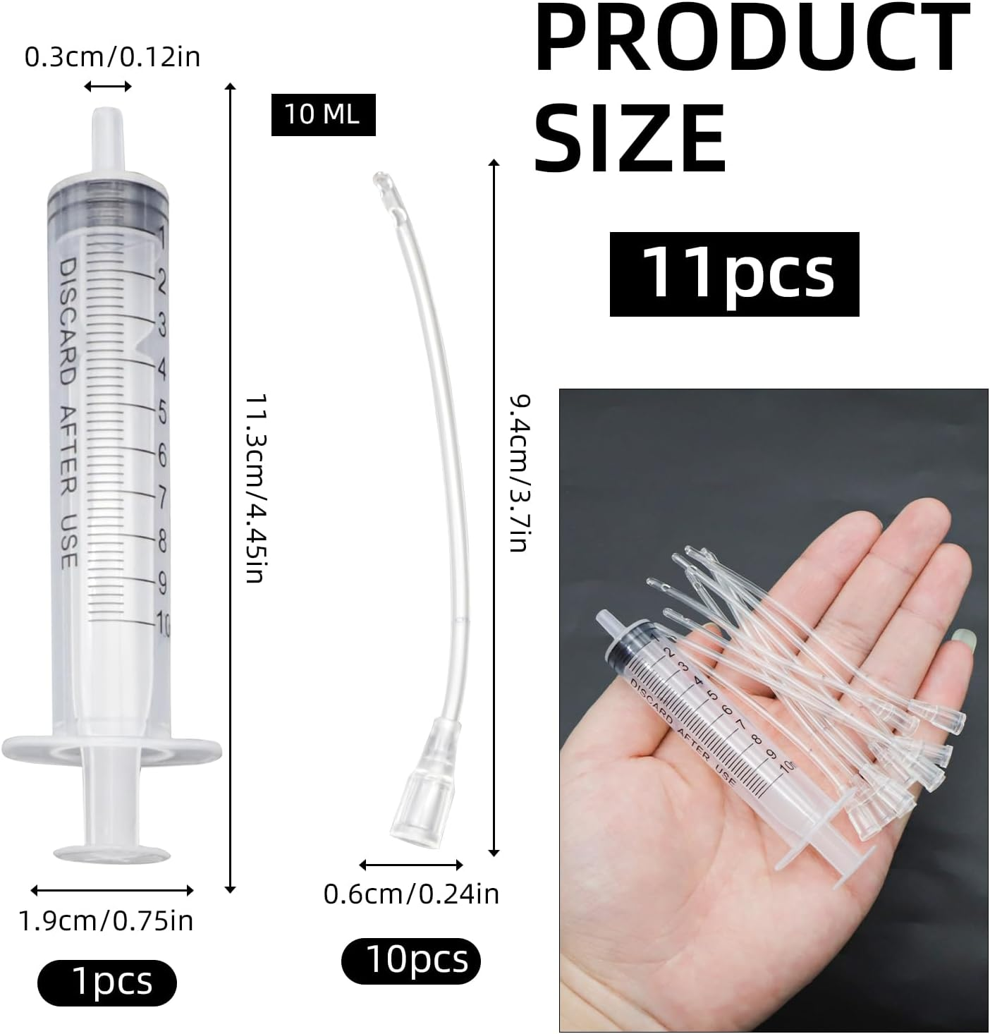 Syringe with Hose, Young Birds Feeder Set, Syringe 10 Ml with 10 Pieces Hose, Pigeon Accessories, Baby Birds Parrot Supply Syringes, Hand Feeding Tool, for Feeding Milkbirds Parrots Small image number 2