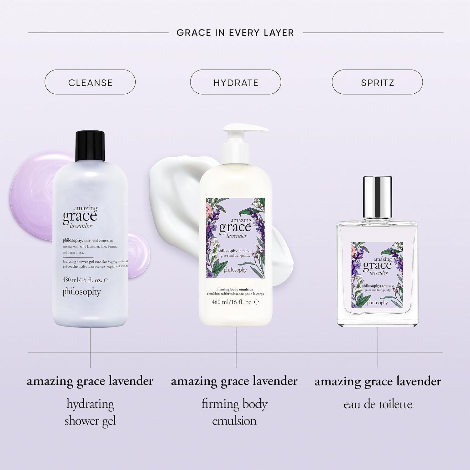 Amazing Grace Lavender Hydrating Shower Gel by Philosophy for Unisex - 16 Oz Shower Gel image number 3