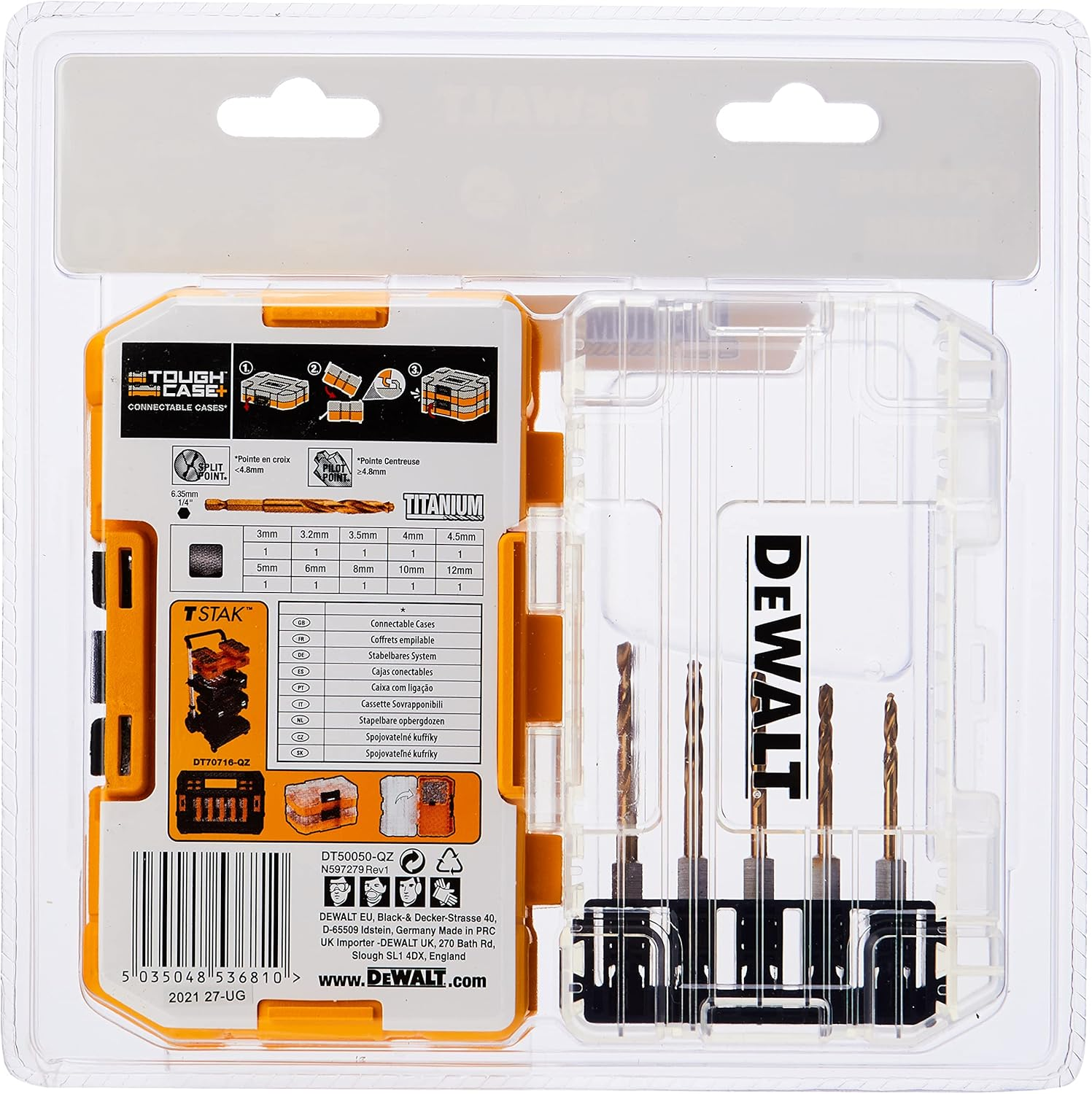 Dewalt Tough Case Titanium Extreme Impact Drill Bit 10-Pieces Set
