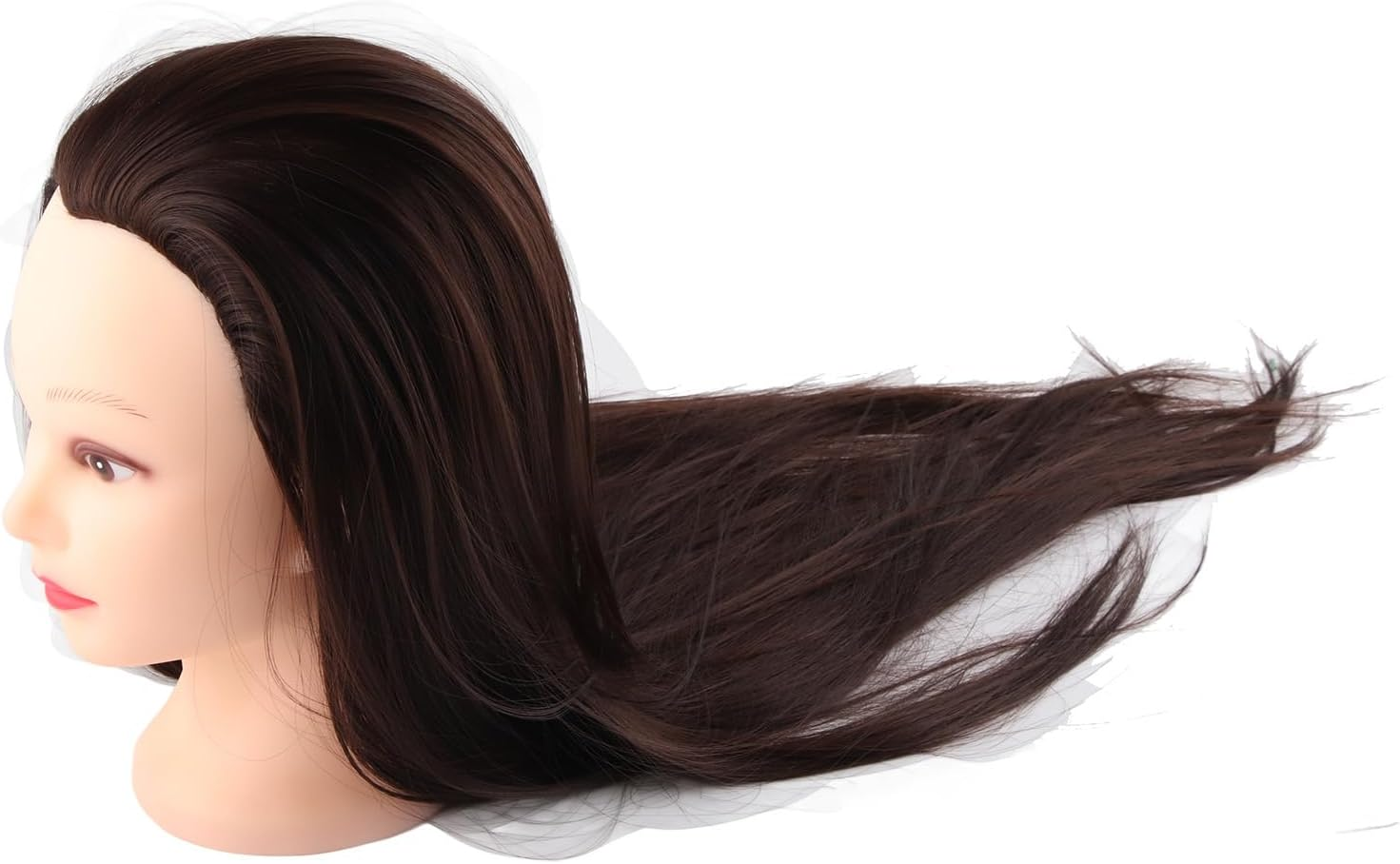 24In Hairdressing Training Head Model Mannequin with Real and Synthetic Hair, Clamp Holder for Various Hairstyles image number 6