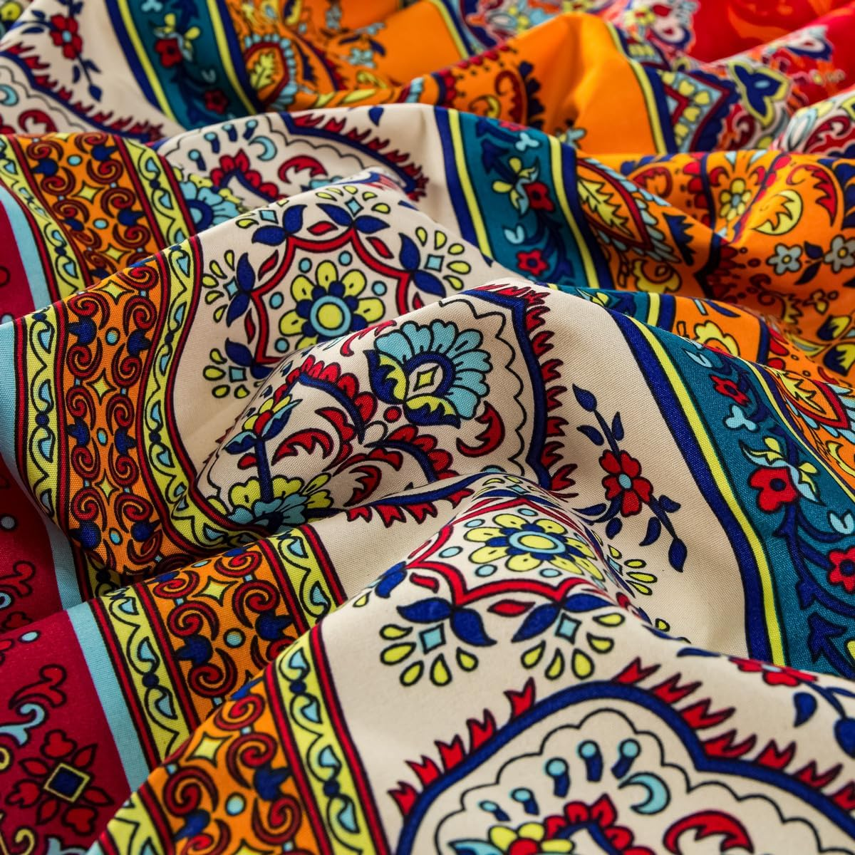 Bohemian Duvet Cover Set Full Colorful Floral Boho Striped Bedding Set Ultra Soft Microfiber Double Duvet Cover Southwestern Indian Tribal Reversible Bedding Exotic Style Decor Boho Comforter Cover image number 5