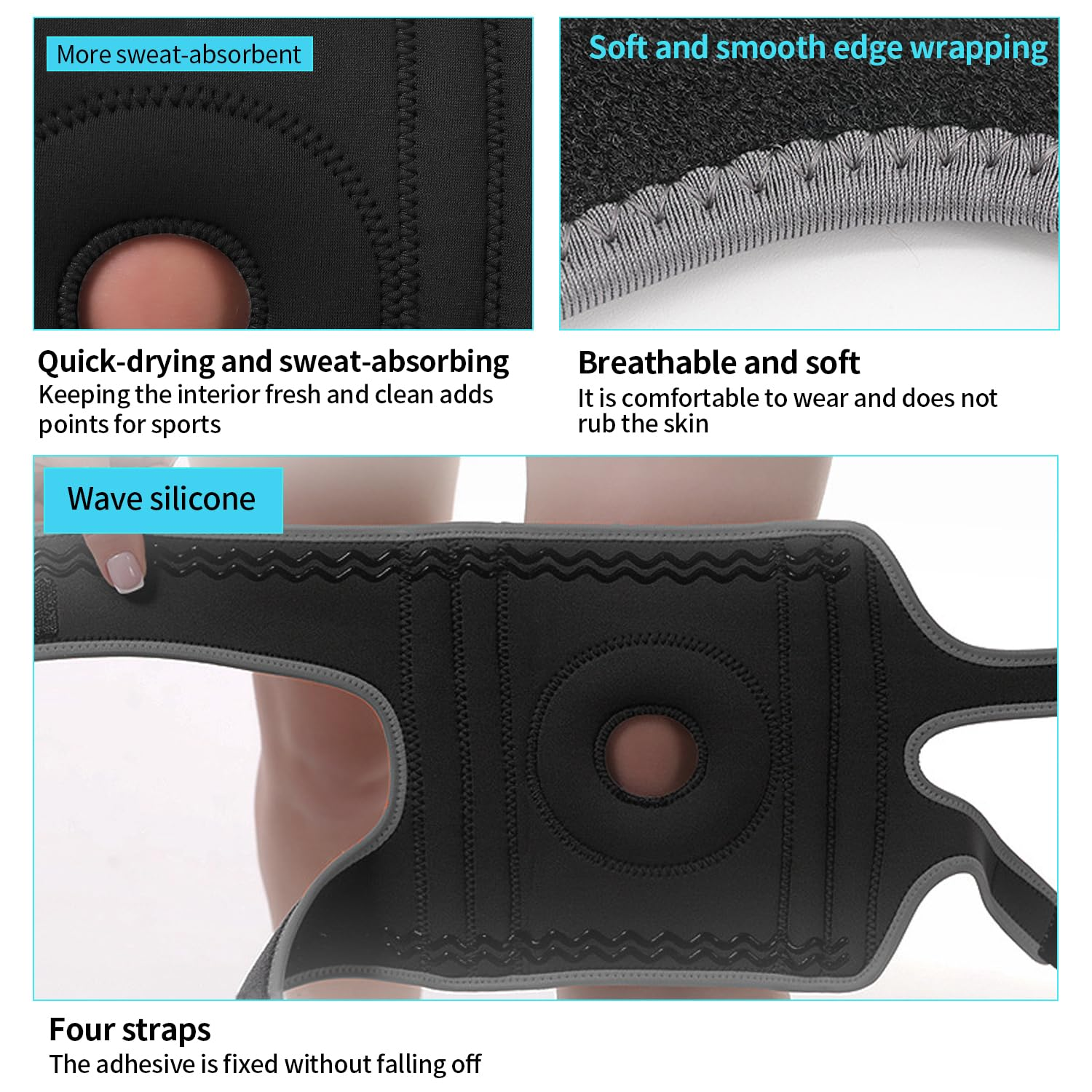 Knee Brace for Men Women with Side Stabilizers & Patella Gel Pads for Maximum Knee Pain Support and Fast Recovery for Pain Relief, Meniscus, Arthritis, ACL Support (Gray Black, X/XL) image number 6