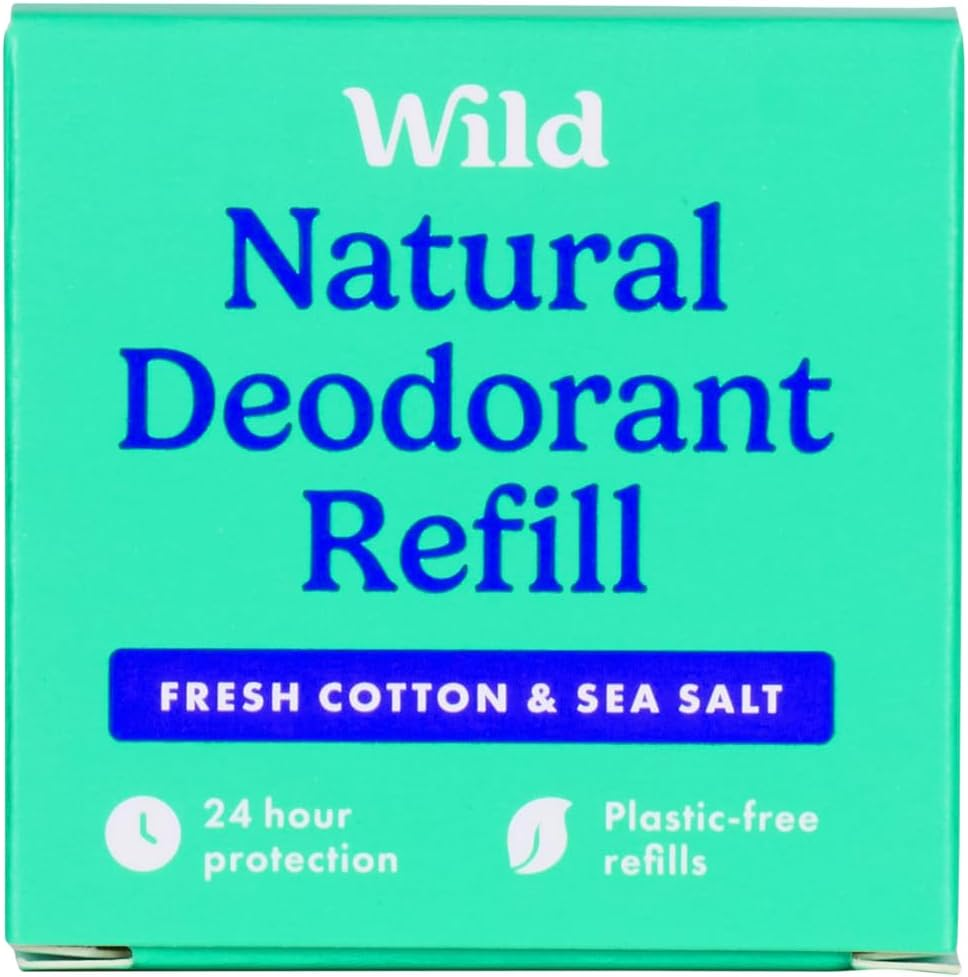 Wild Natural Deodorant Refill, Fresh Cotton and Sea Salt, 40G