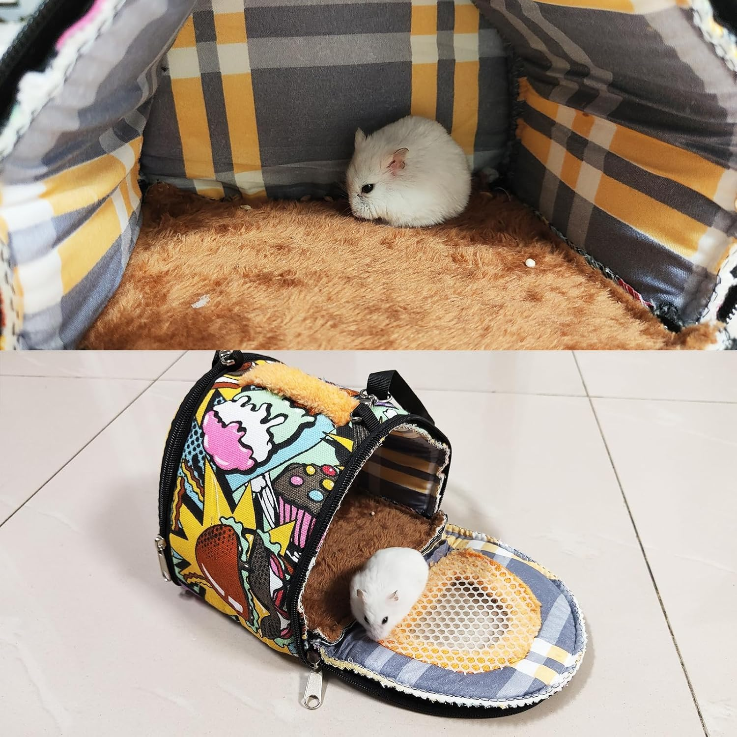 Hamiledyi Hamster Carrier Bag Gerbil Outgoing Travel Pouch Sugar Glider Breathable Carrying Strap with Zipper Suitable for Rat Hamster Mice image number 4