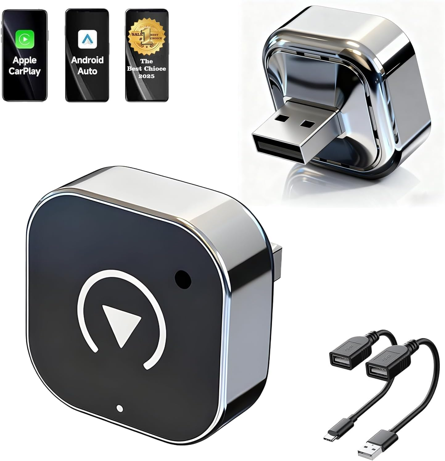 Wireless Carplay Adapter 2025 Upgrade Wired to Wireless, Mini USB Design for Cars with Built-In Wired Apple Carplay Plug and Play Stable Connection Car Play for Iphone 6+, Android 11+ (2017+ Cars)-Ash image number 2