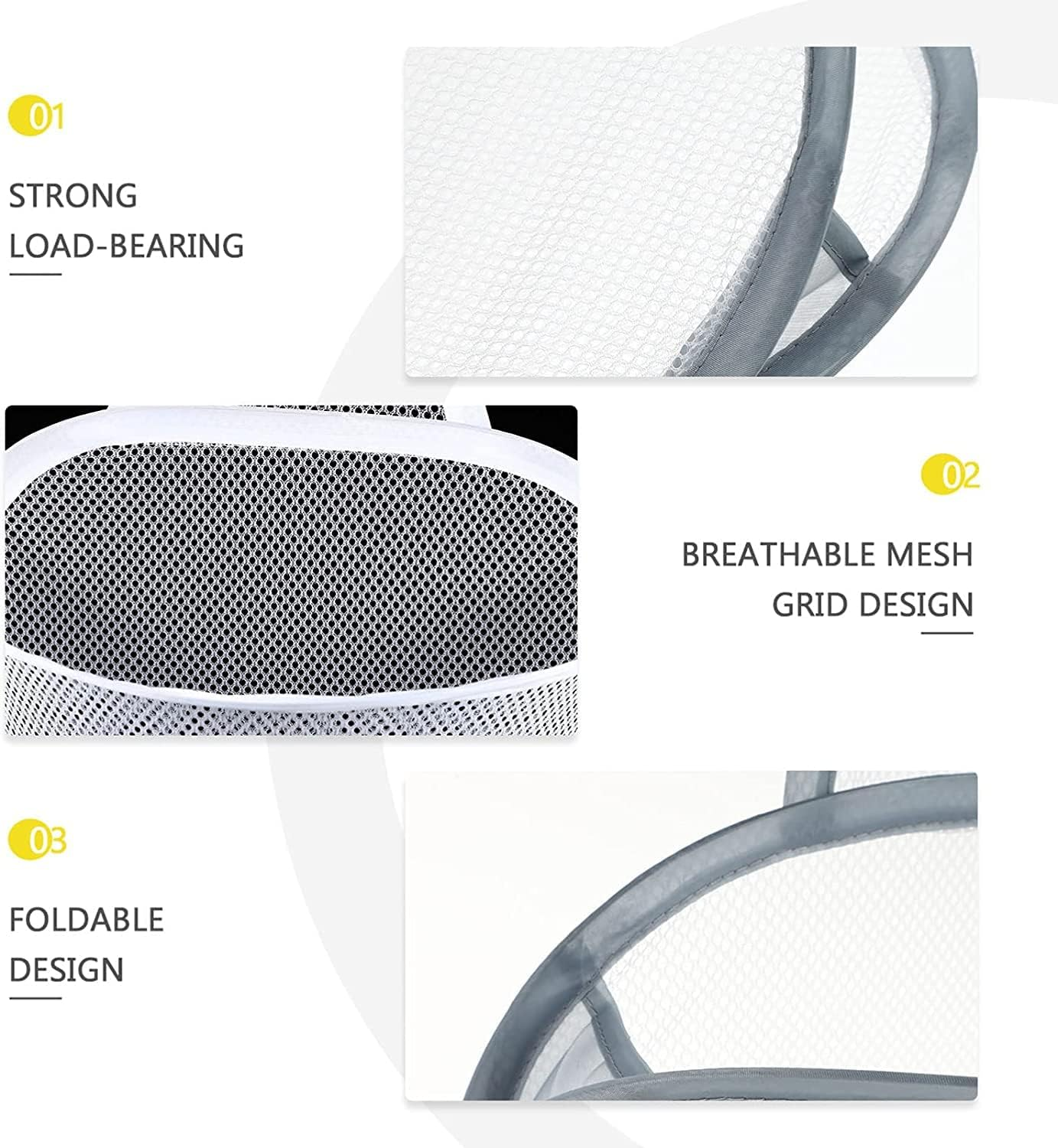 Hanging Laundry Hamper, Foldable Lightweight Wall Mounted Storage Bag, Laundry Bag to Hang Foldable Mesh Hamper Dirty Cloth Basket with Carry Handle Door Net Hampers for Store Cloth, Toy, Hotel Use image number 2