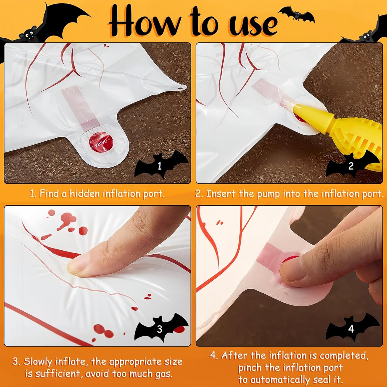 Longfng Halloween Decoration Set &ndash; Light-Up Pumpkin Lamp,128 Pcs Halloween Party Balloon Garland Arch Kit & Hand Pump for Indoor Outdoor Halloween Porch,Fireplace Funny Decor image number 5