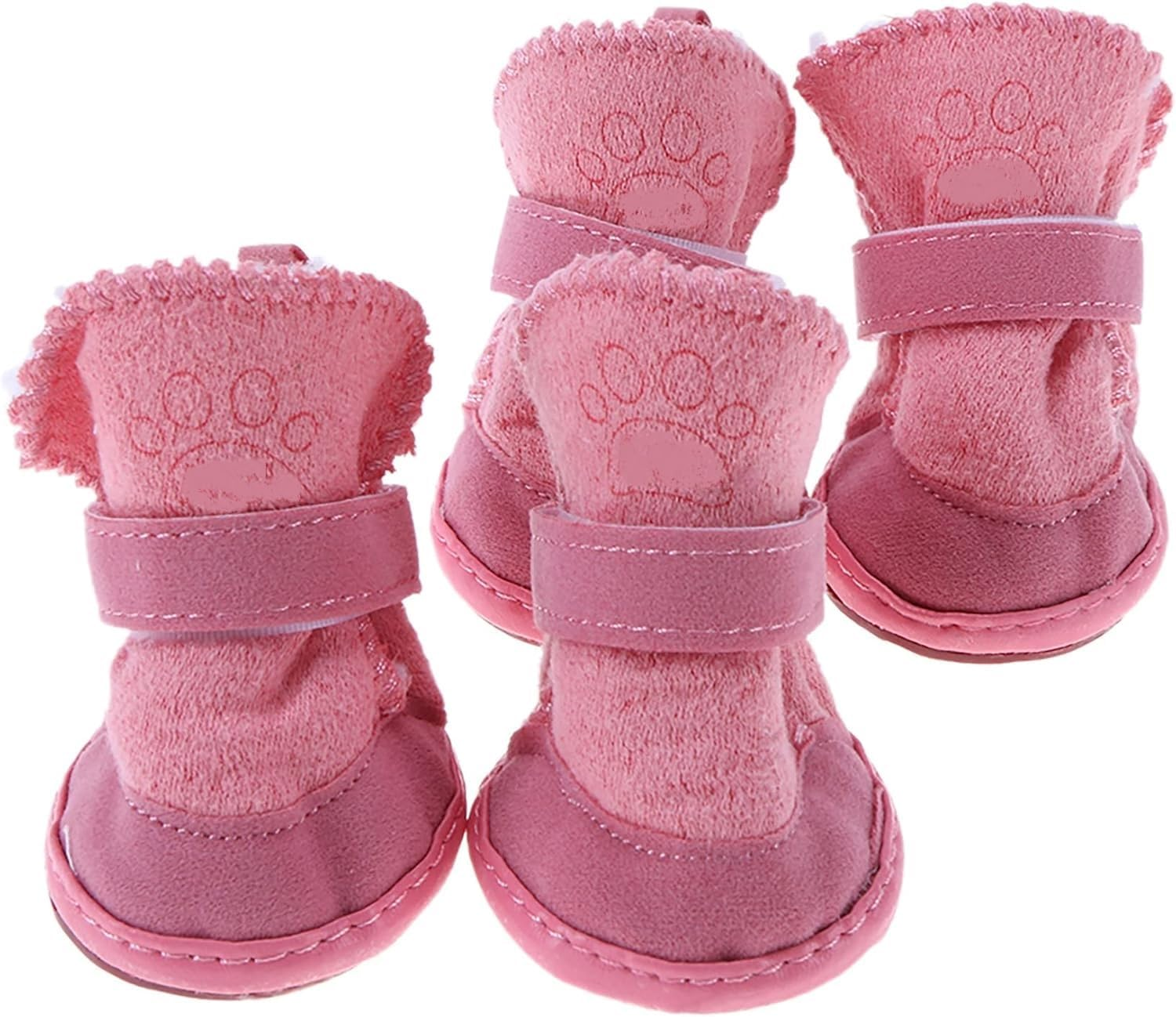 Small Dog Winter Booties, Cold Weahter Dog Shoes for Small Dogs, Boots for Cats, Set of 4 Pieces Snow Boots (Pink, 4)