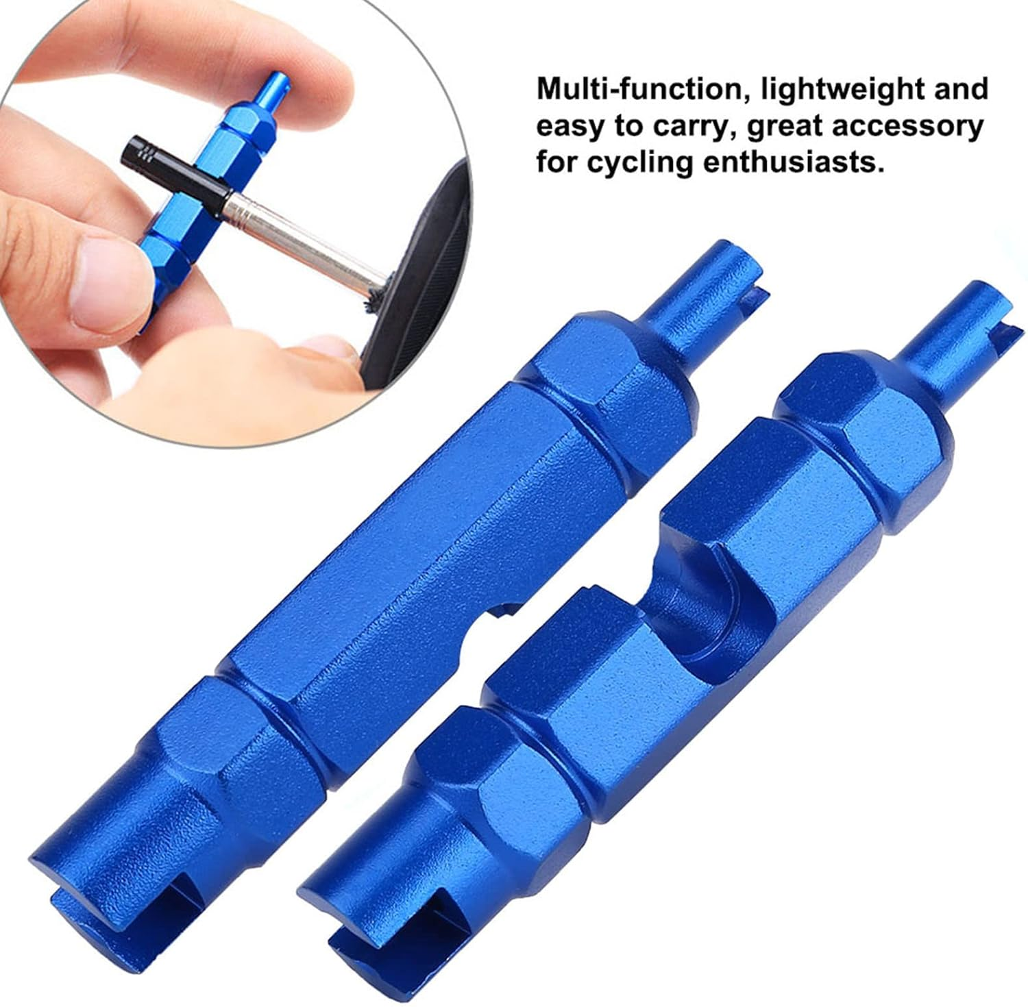 Multi-Function Tire Valve Remove Tool for Presta and Schrader, Handy Cycling Accessory for Tubeless Enthusiasts, Solid Aluminum Alloy Blue 1Pc image number 2