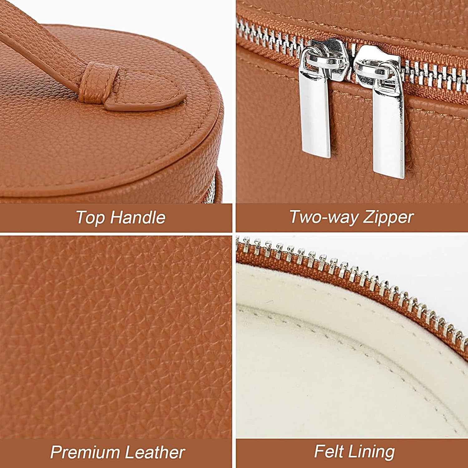 Makeup Bag, PU Leather Vanity Case with Removable Divider, Large Capacity Portable Cosmetic with Multi Pockets, Waterproof Make up Case with Handle and Zipper, Travel Makeup Bag image number 4