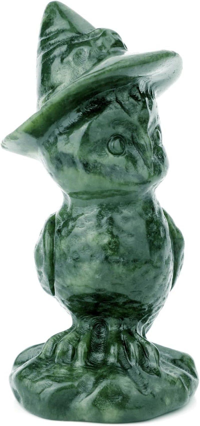 Gemshan Owl Statue for Halloween Decorations,Jade Animal Statue with Wizard Hat Sculpture Spooky Halloween Decor for Home Table Tray Shelf image number 1