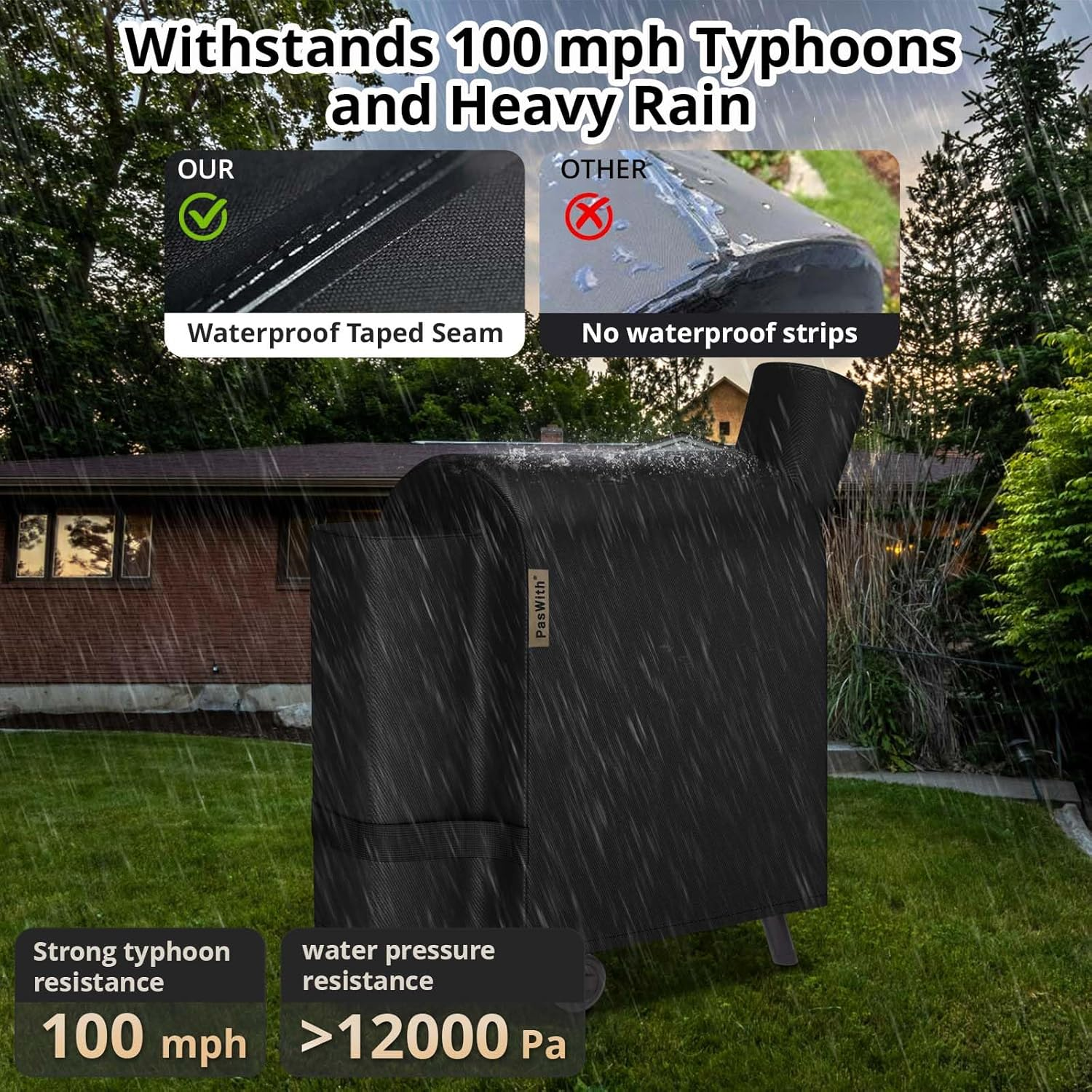 Grill Cover for Traeger Pro 22/575 Series BAC503,[900D Heavy Duty] Wood Pellet Smoker Cover for Traeger Pro 575, Lil'Tex Elite,Eastwood,Black image number 1