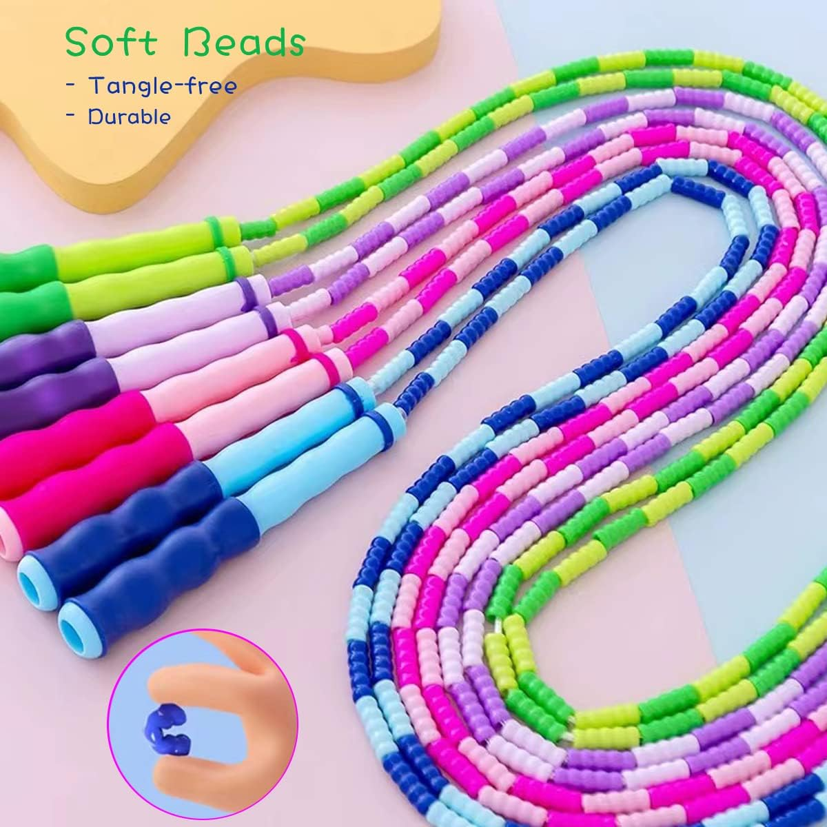 Jump Rope for Kids Girls and Boys, Soft Beaded Jump Ropes, Adjustable Skipping Rope, Tangle-Free Segmented Rope for Kid and Women Men Adults Exercise, Keeping Fit, Training - 9.2Ft - Blue And Purple image number 7