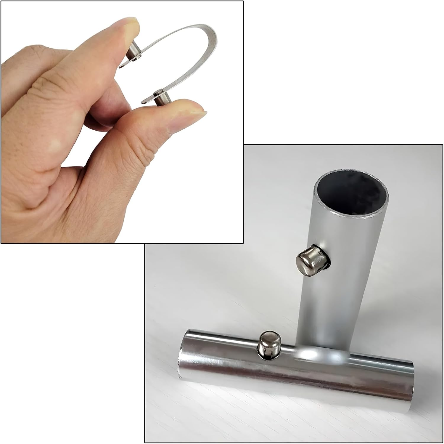 304 Stainless Steel Solid V-Clips Butterfly V Clip for Swimming Pool SPA Brush Leaf Skimmer Net Vacuum Head Mini Jet Vacuum Telescopic Pole Etc (20 Pieces, Double Pin) image number 2