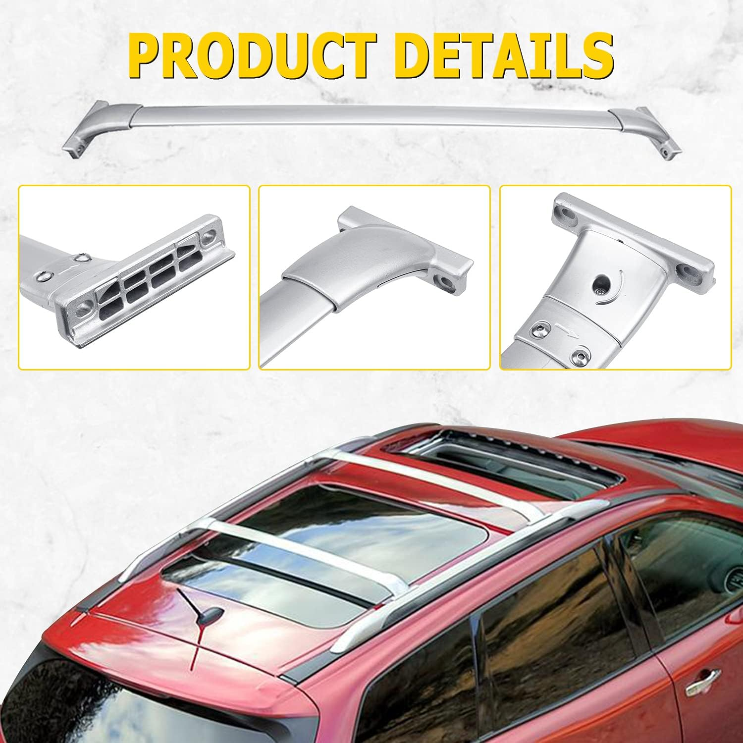 AUXMART Roof Rack Cross Bars 150LBS Silver Rooftop Luggage Racks, for Nissan Pathfinder 2013-2021 & Pathfinder Hybrid 2014 Camping Snowboard Canoe Gear Fishing Pole Bike, Aluminum Cargo Carrier Bars image number 2