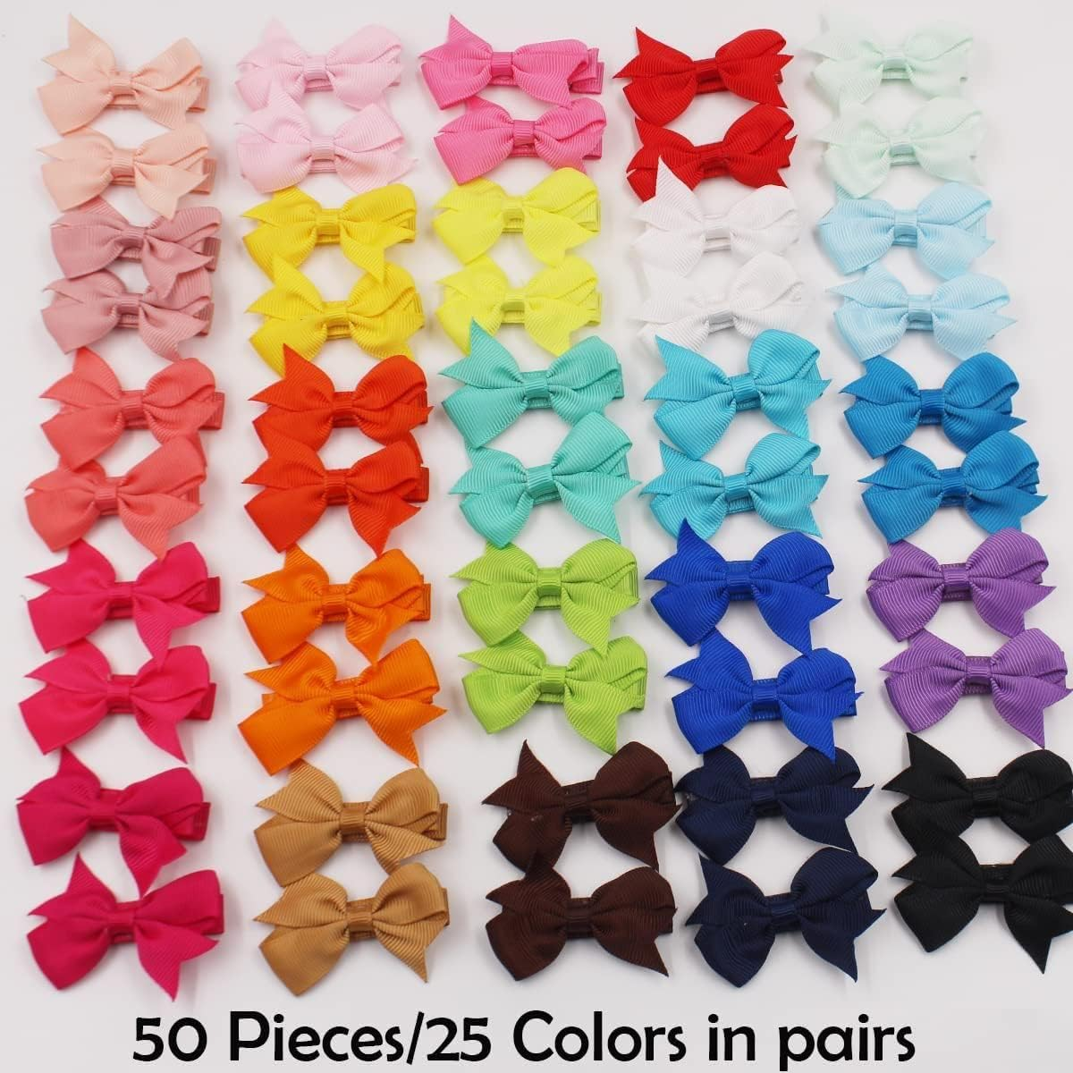 50PCS Hair Bows Clips for Fine Hair 2Inch Tiny Grosgrain Ribbon Baby Bows Alligator Hair Clips Fully Lined for Infants Newborns Toddlers image number 1