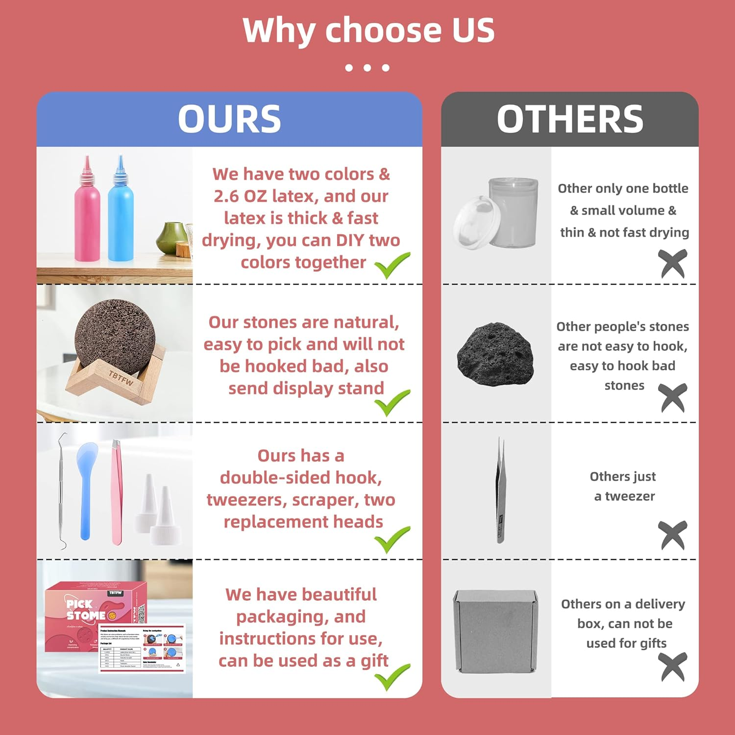 TBTFW Pick and Peel Stone Kit, Calming Stone Fidget Picky Stone with Display Stand for Dermatillomania, ADHD, OCD (1) image number 4