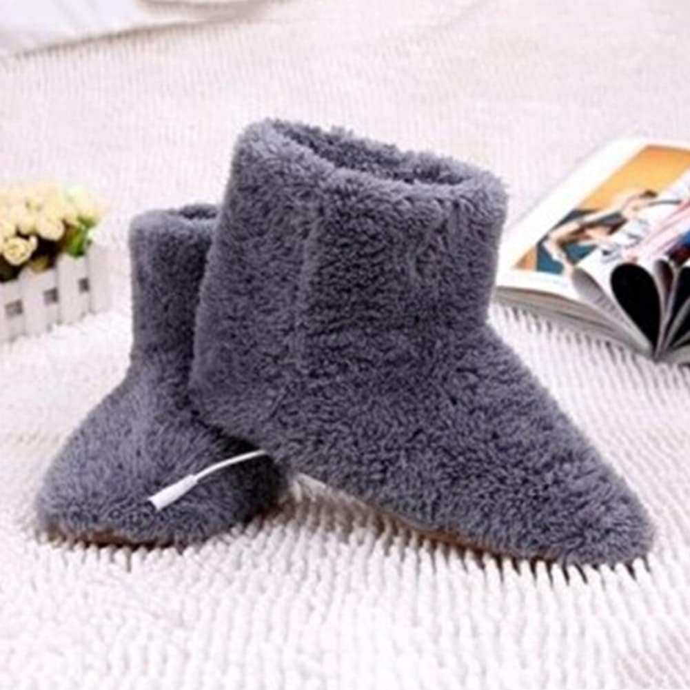 Electric Heated Foot Warmers Booties Deep-Penetrating Heat Feet Warmer Shoes Boots Slipper Fast Heating (Grey (Men:6.5-9.5)) image number 5
