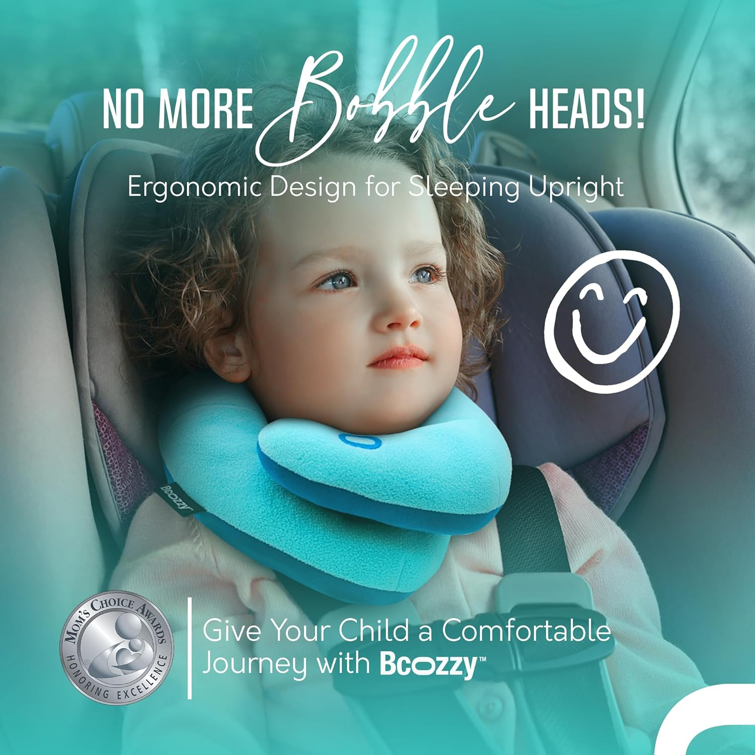 BCOZZY Kids Travel Pillow, Patented Neck & Chin Design That Keeps Childs Head from Bobbing, with New Fastening Feature, Provides Complete Head Support for Comfortable Sleep on the Go. Child, Lilac image number 1