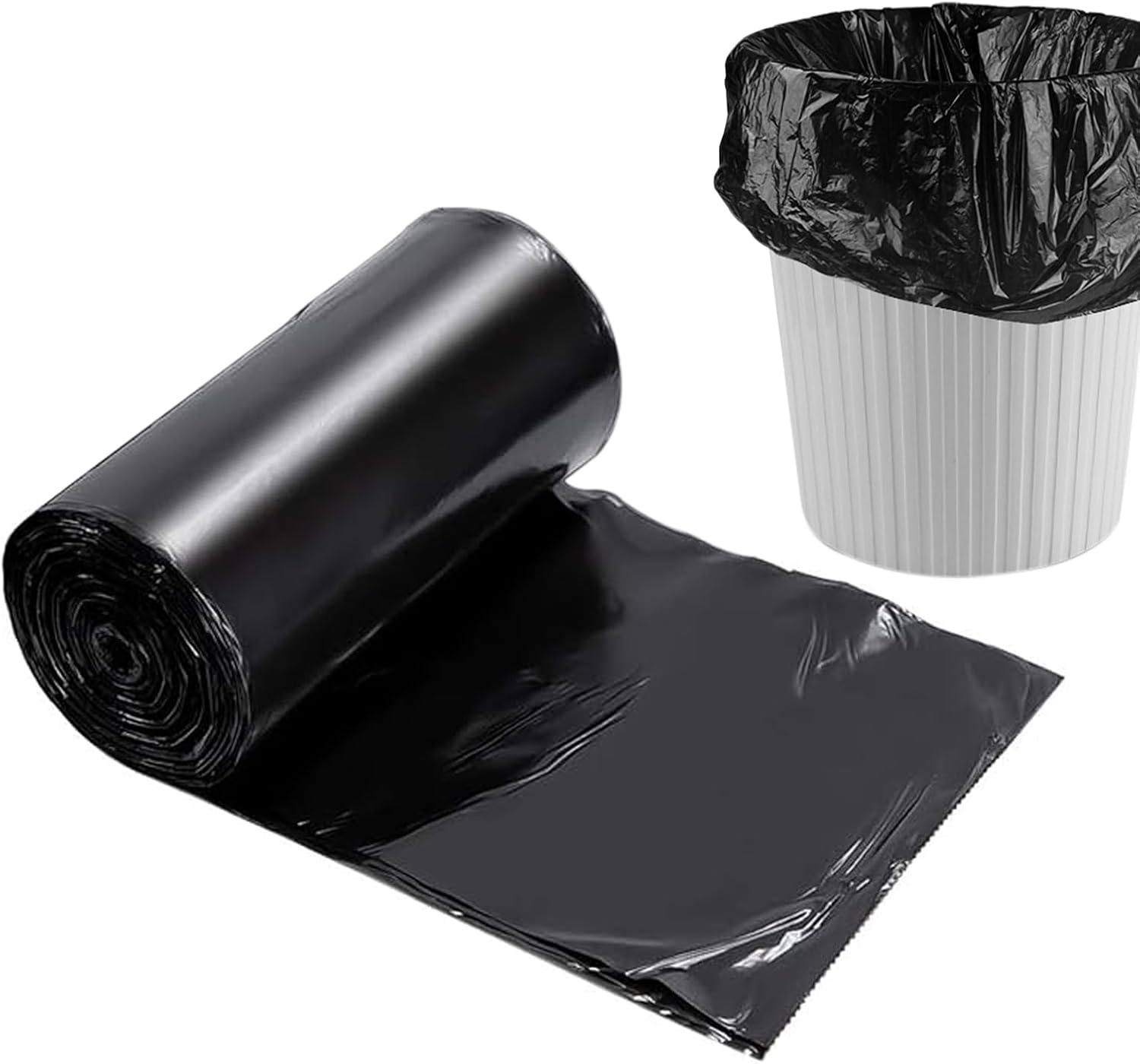 Ultiunison 50 Pcs Garbage Bags Trash Bin Bags, Bin Liner Plastic Rubbish Bags Multi-Purpose Small Garbage Bags for Kitchen,Bathroom,Office (Black, 45X50)