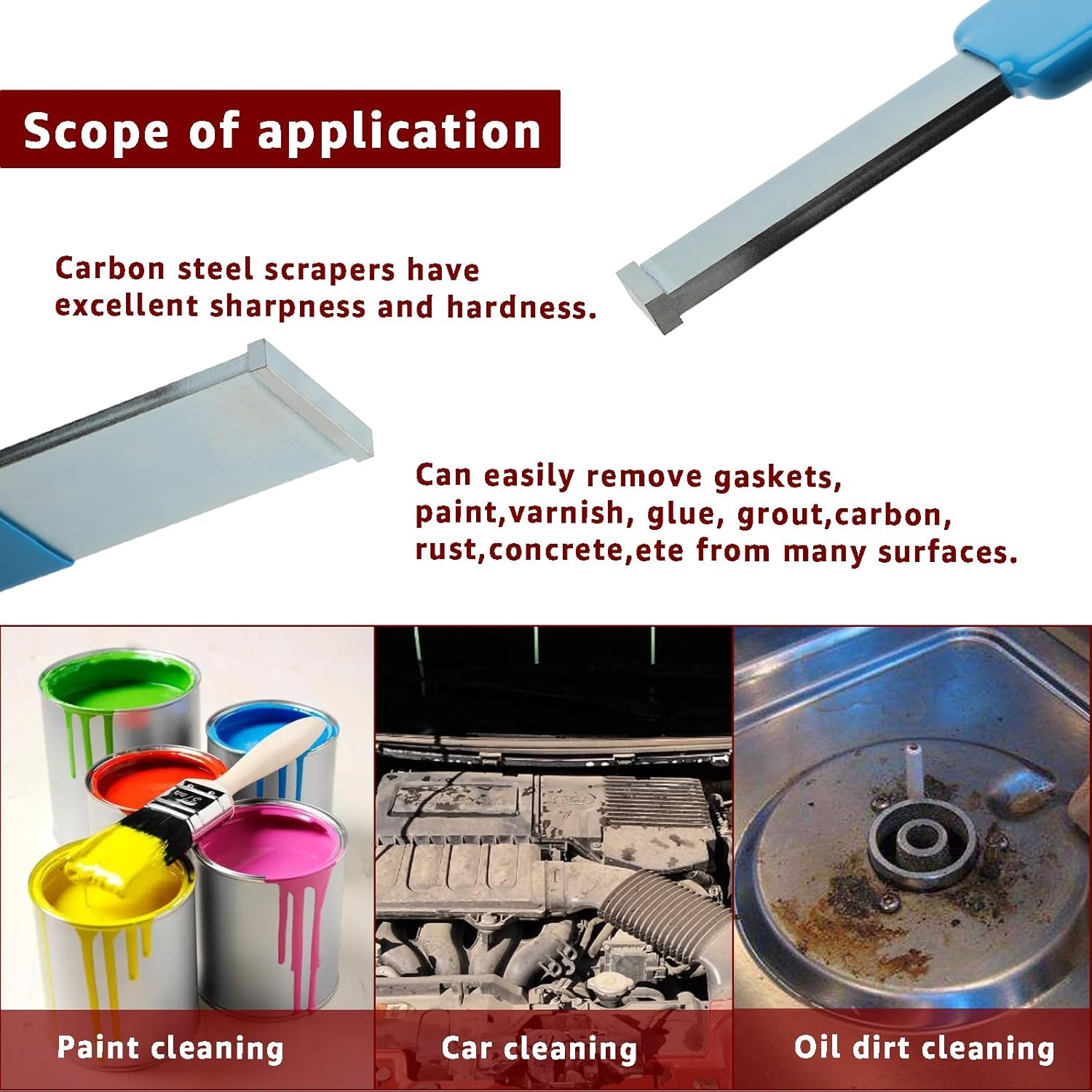 ITEQ 2 PCS Carbide Scraper Set, Carbon Steel Super Scraper Tip, Remove Gasket, Carbon, Rust and Metal Buildup, Clean Disc Brake Caliper Slides image number 2